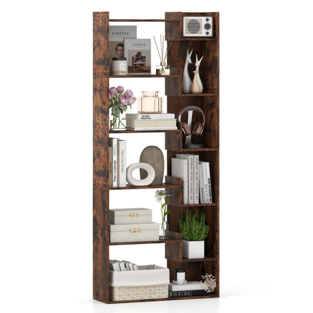 Fenbeli Tall Storage Bookshelf with Eleven Shelves for Home Office