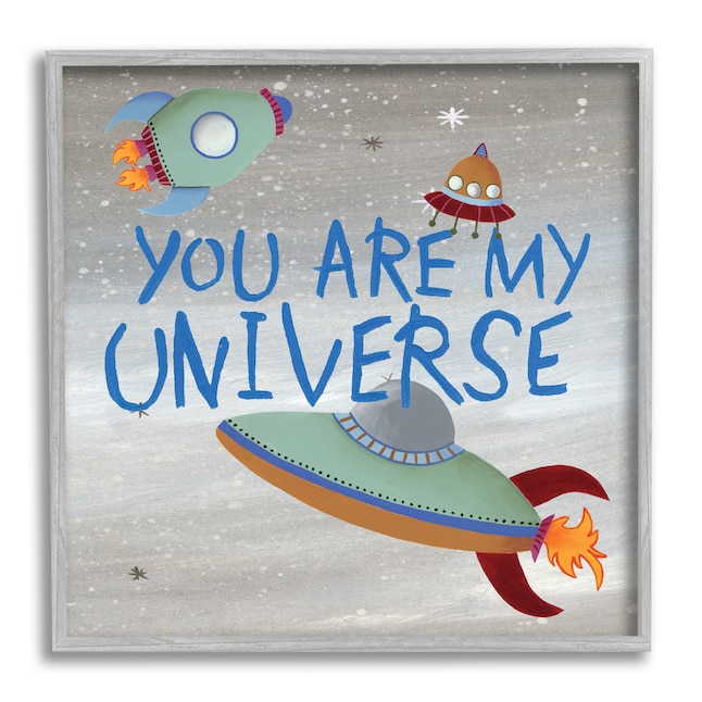 Stupell Industries You're My Universe Quote Sci-fi Outer Space Ufo Regina Moore Framed 24-in H x 24-in W Novelty Print in the Wall Art department at Lowes.com