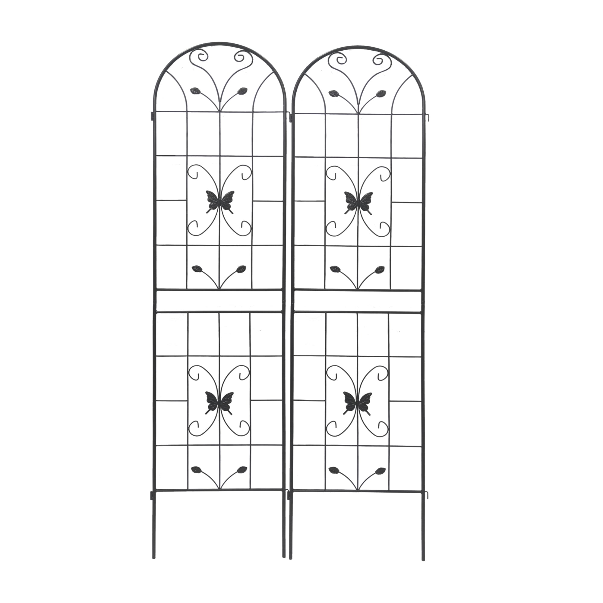 AHIOU HOME ZAAHG-P151257GT 19.7-in W x 86.7-in H Black Iron Garden Trellis For Climbing Plants For Cucumbers For Roses For Tomatoes 2 -Pack