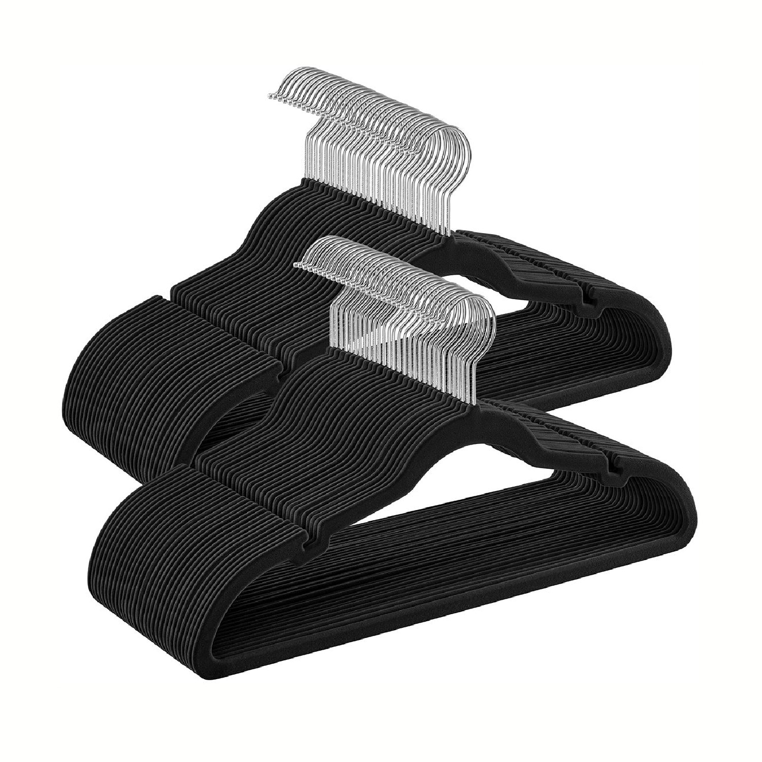 Slickblue Velvet Clothes Hangers - 60-Pack Non-Slip Grip Swivel Hanger for Closet Wardrobe or Bedroom - Black/White