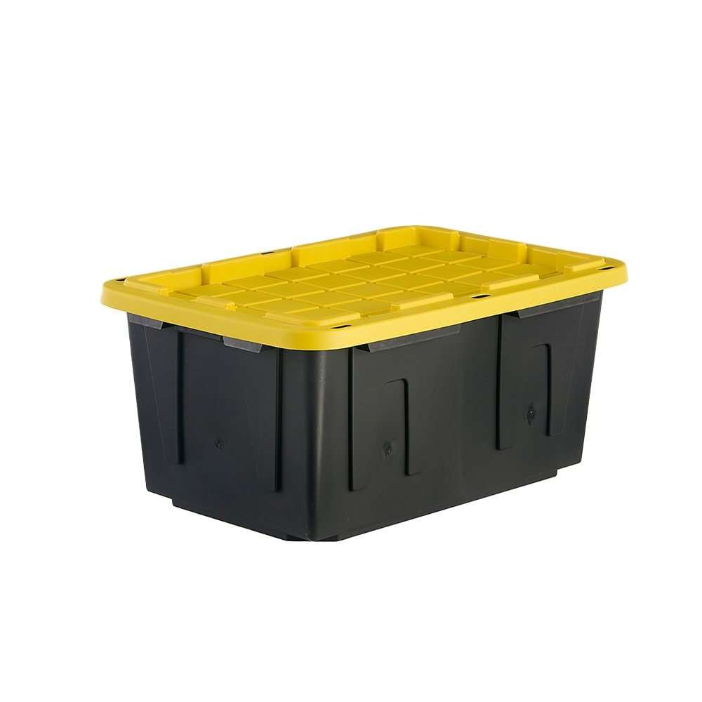 CREATIVE PLASTIC CONCEPTS 27 Gallon Black Yellow Tough Box with Lid