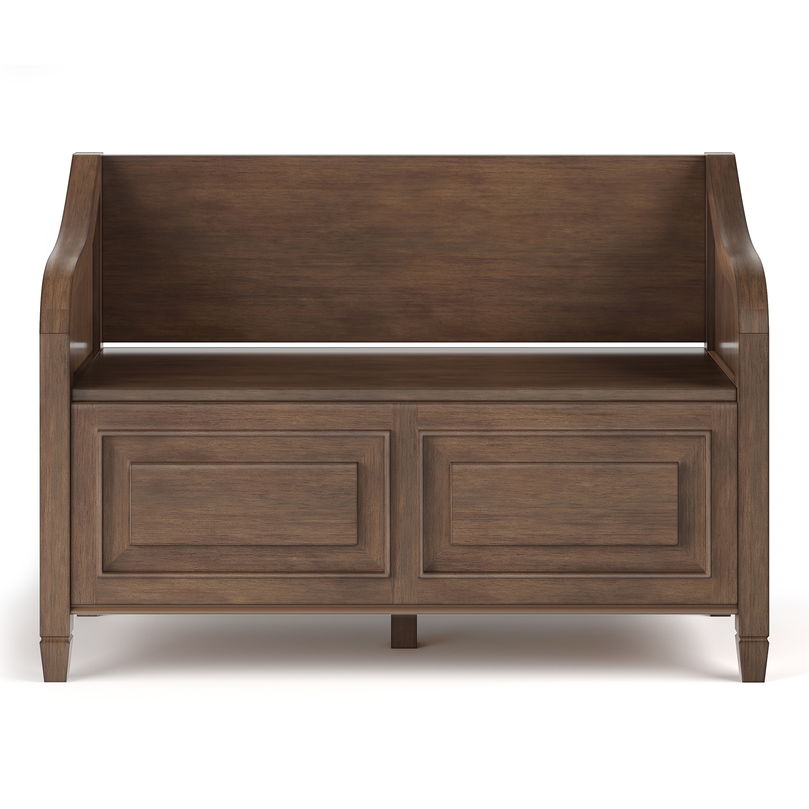 Rustic Natural Aged Brown Pine Storage Bench with Cut Out Design