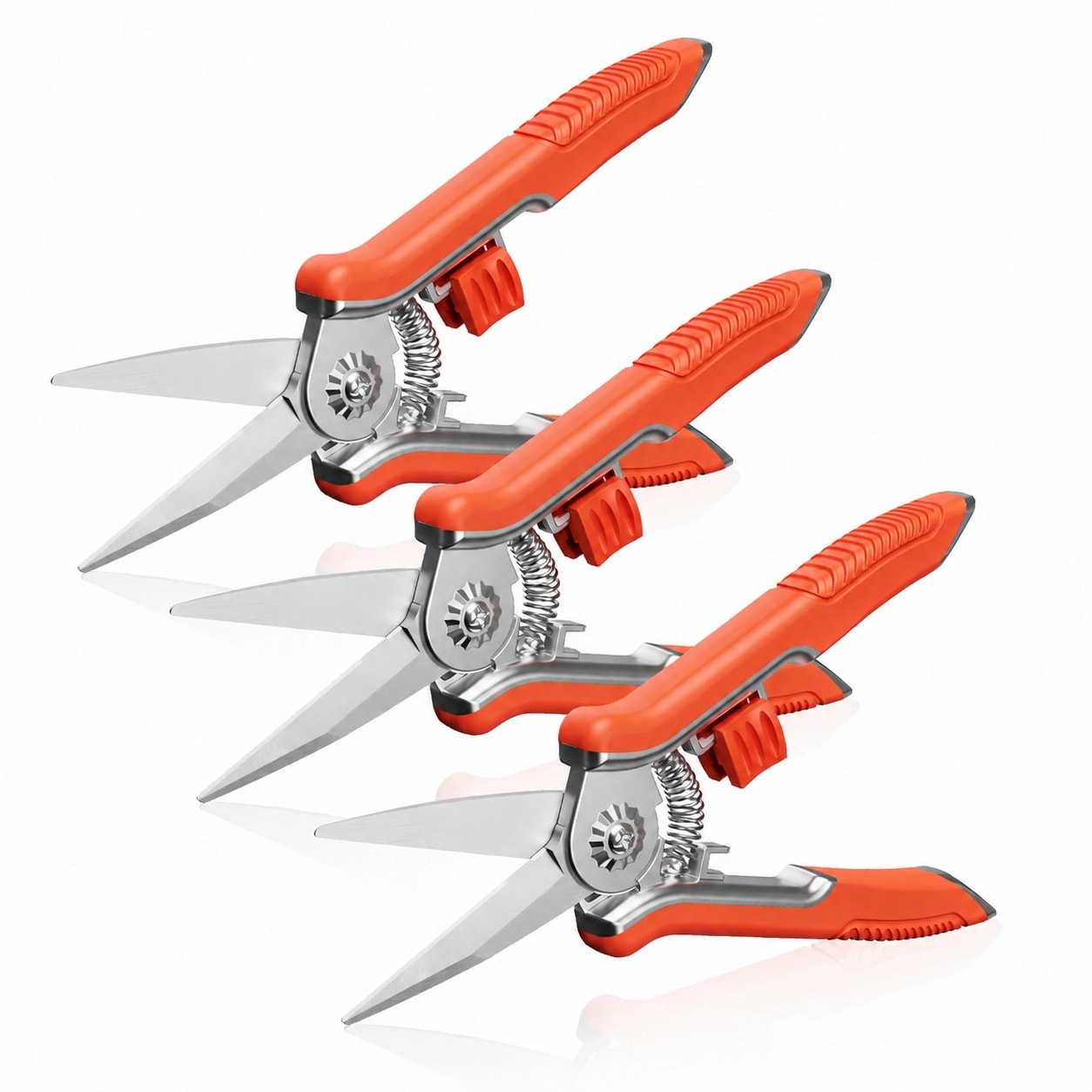 Etokfoks -  6 5 in Pruning Shears 3 Pack with Straight Stainless Steel Blades and Comfortable Grip