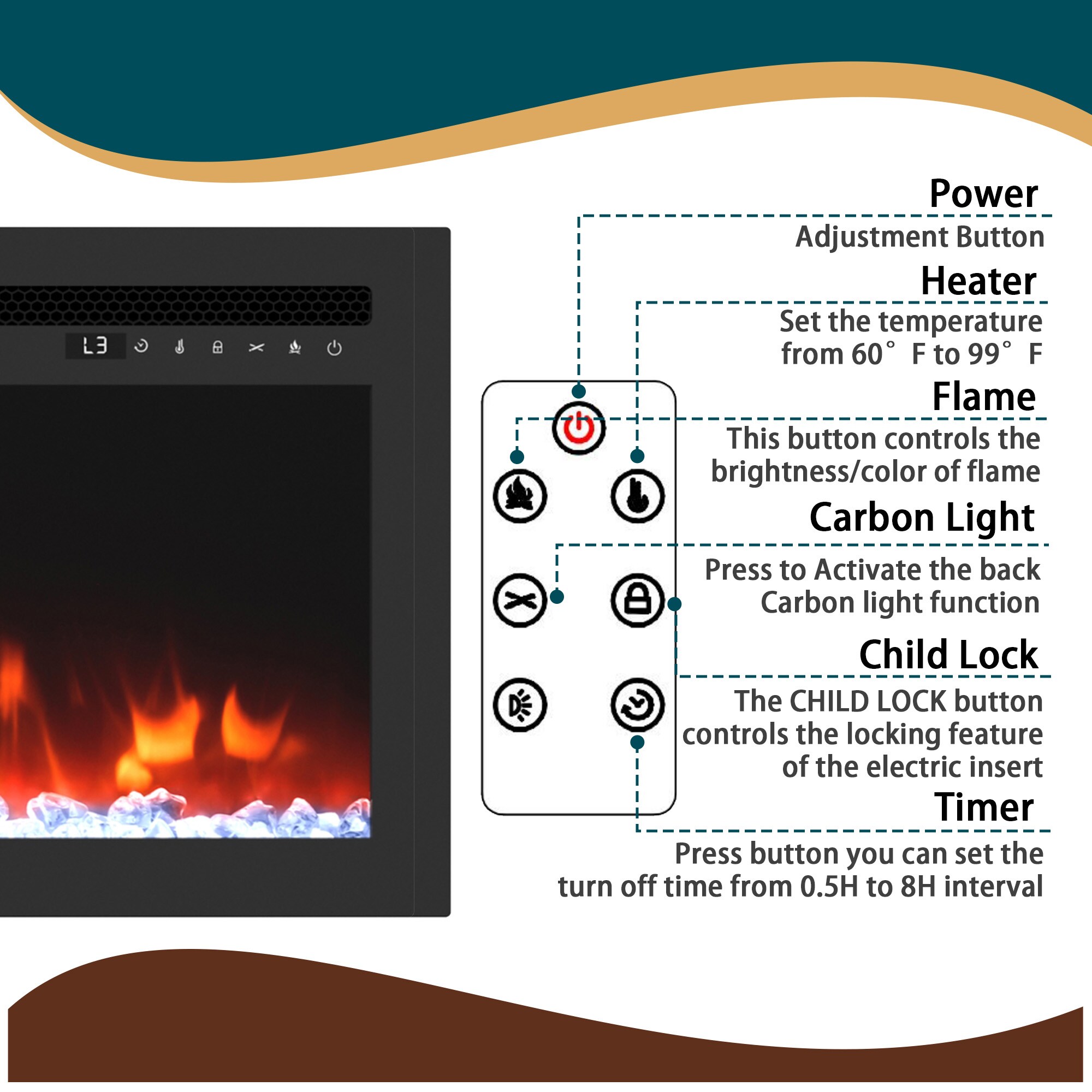 Clihome CL-WMTVS020-WHI-F018 Electric-Fireplaces - View #12