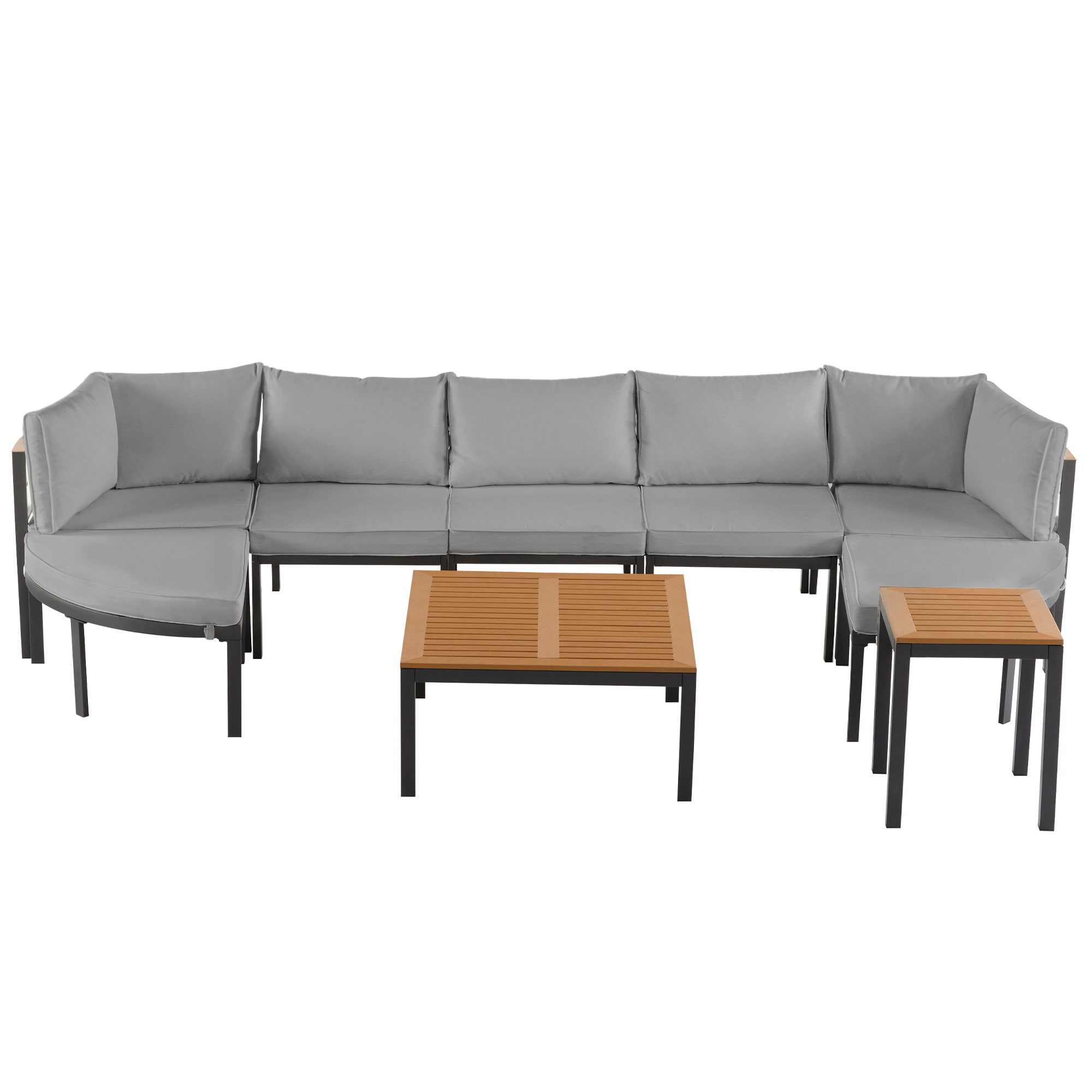 SINOFURN SYA330108GY Outdoor Sectional with Gray Cushions and Iron Frame