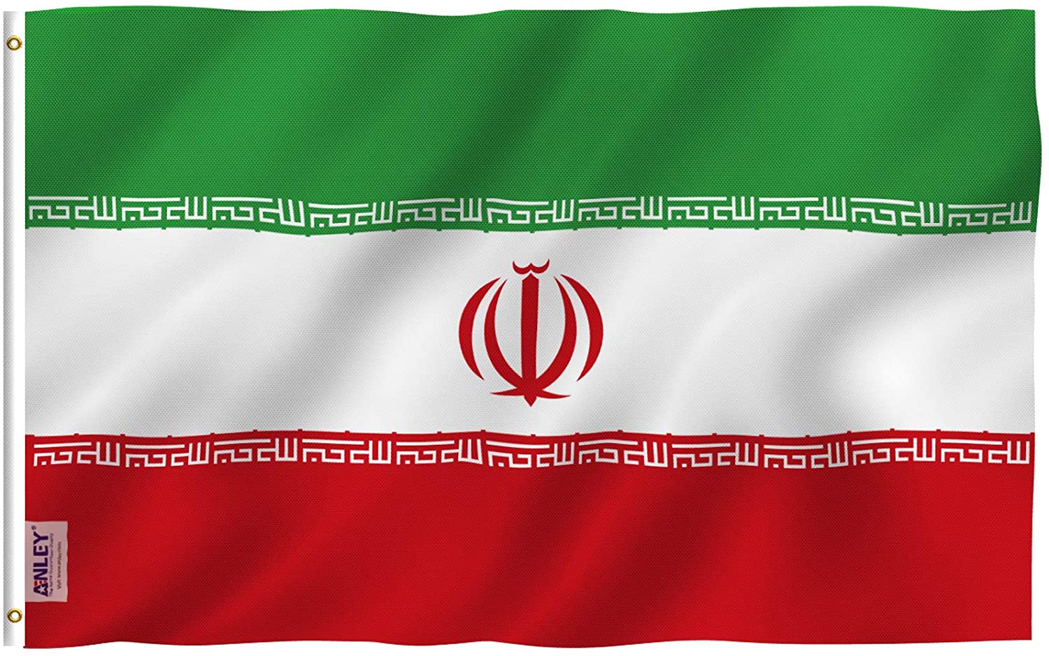 IRAN FLAG 5FT X 3FT IRANIAN NATIONAL FLAG WITH 2 EYELETS 