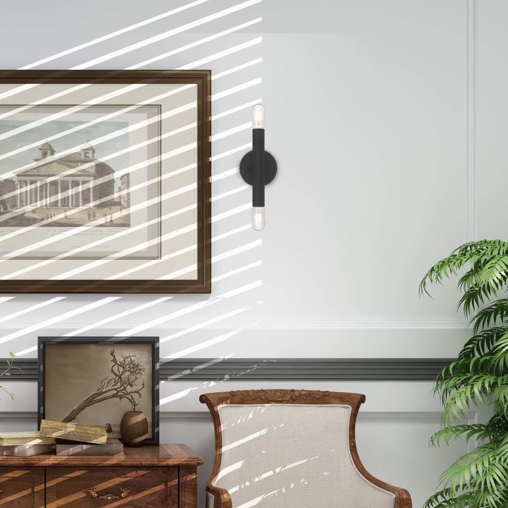 Copenhagen Dual-Light Black Steel ADA Wall Sconce