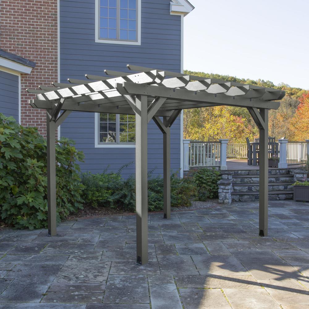 highwood AD-PGLA1012-CGE Home and Garden 10-ft W x 10-ft L x 8-ft H Coastal Teak Plastic Freestanding Pergola