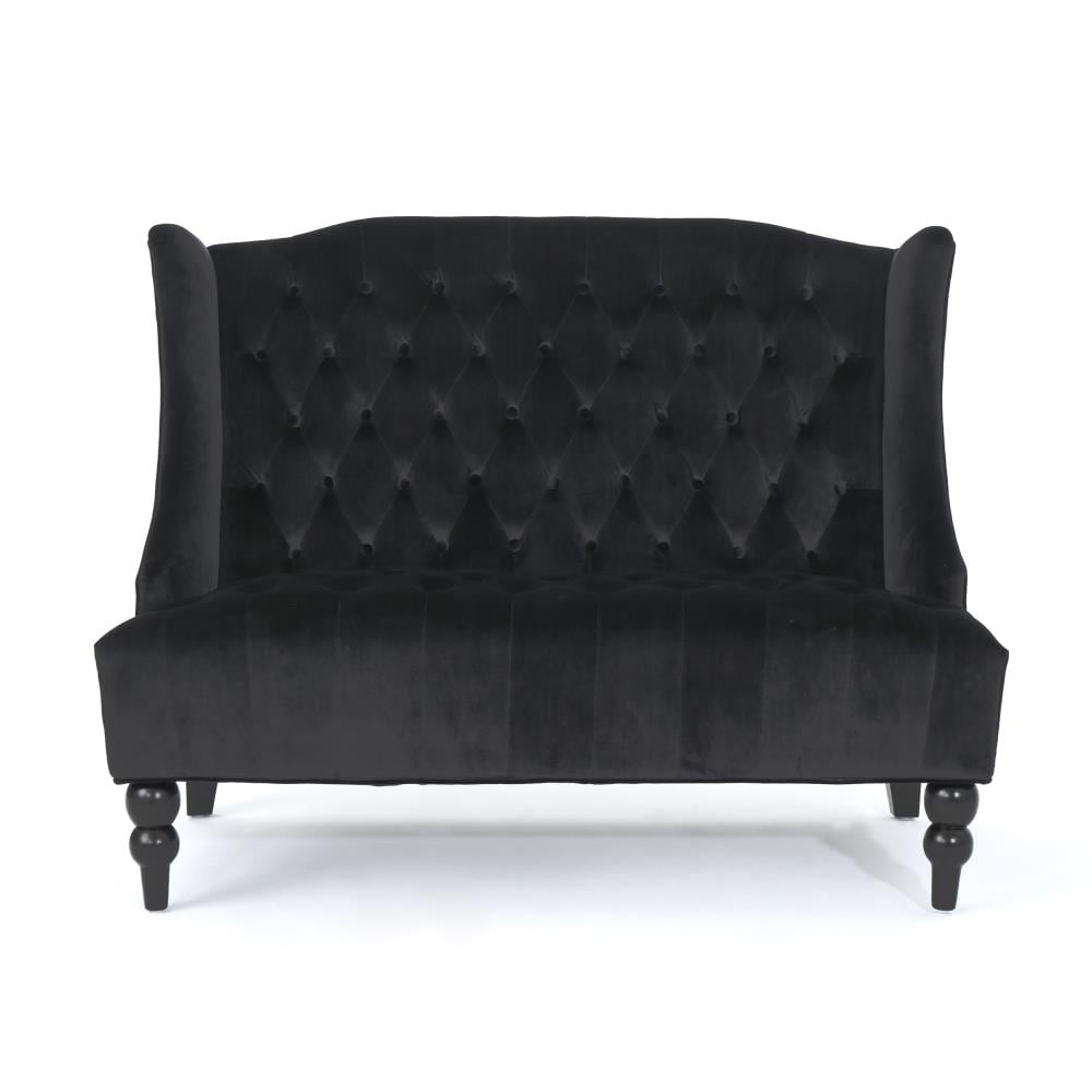 Best Selling Home Decor 303352 Leora 50.25-in Glam Black and dark brown Velvet 2 -seater Loveseat