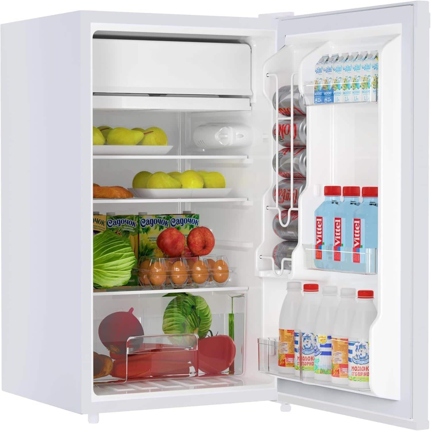 Qeetex LSHQQPHO-121F6KLY 43 Cu Ft single door mini fridge with freezer compartment 7 adjustable thermostats 3 removable shelves energy saving and low noise compact refrigerator for bedroom office dormitory white