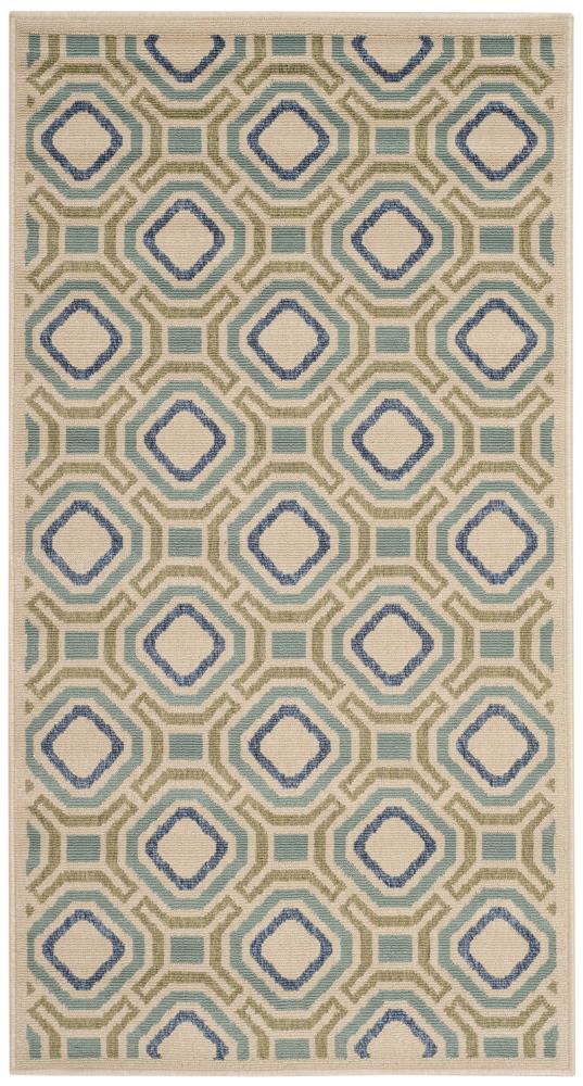 Safavieh VER089-0614-3 Veranda Aristica 3 x 5 (ft) Loomed Synthetic Cream/Green Rectangular Indoor/Outdoor Abstract Coastal Throw rug