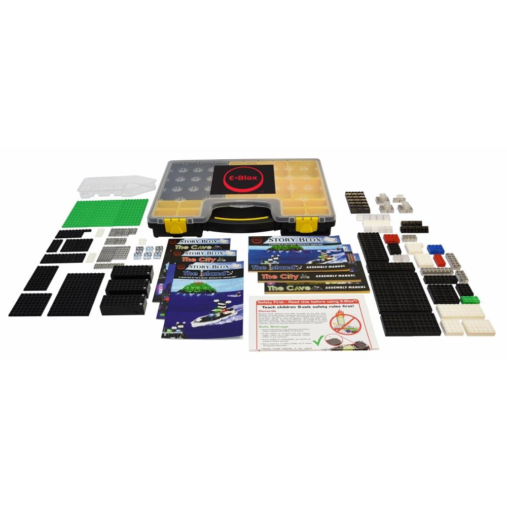 E-Blox EBLSB0569CS Story Blox 3-in-1, Light-Up Building Blocks Classroom Set, 364 Pieces