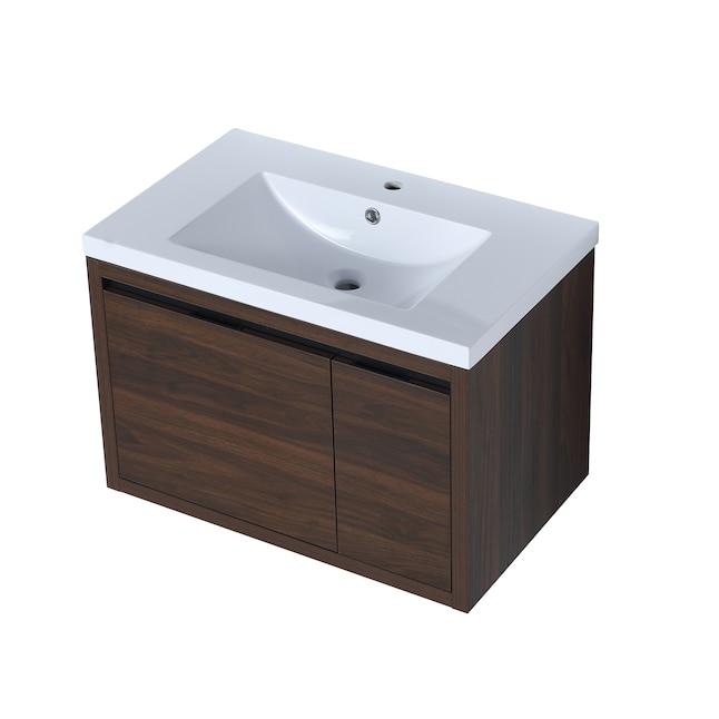 waterpar 36-in Brown Undermount Single Sink Bathroom Vanity with Brown ...