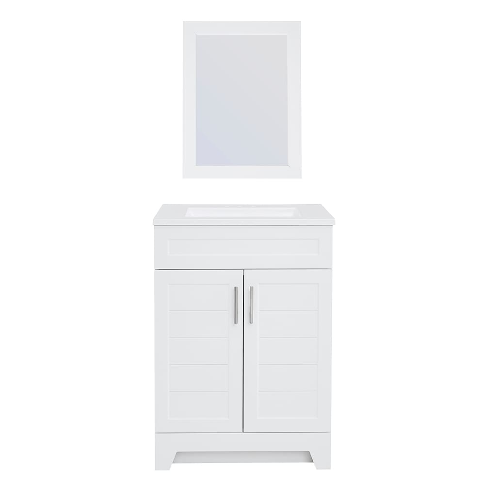 Style Selections 36-in White Single Sink Bathroom Vanity with White Cultured Marble Top (Mirror Included)