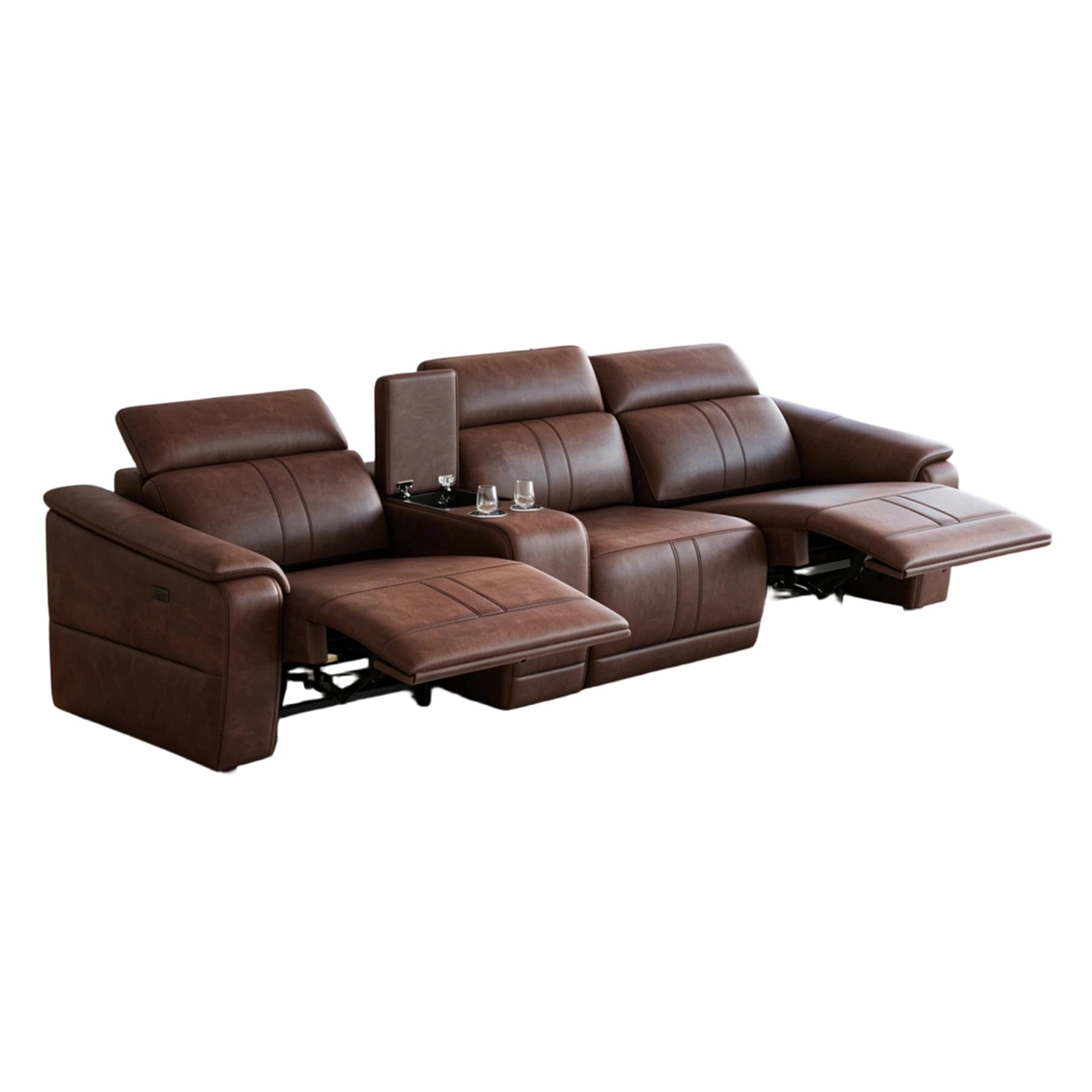 118-in W Oriental Dark Brown 3-seater Reclining Storage Sectional