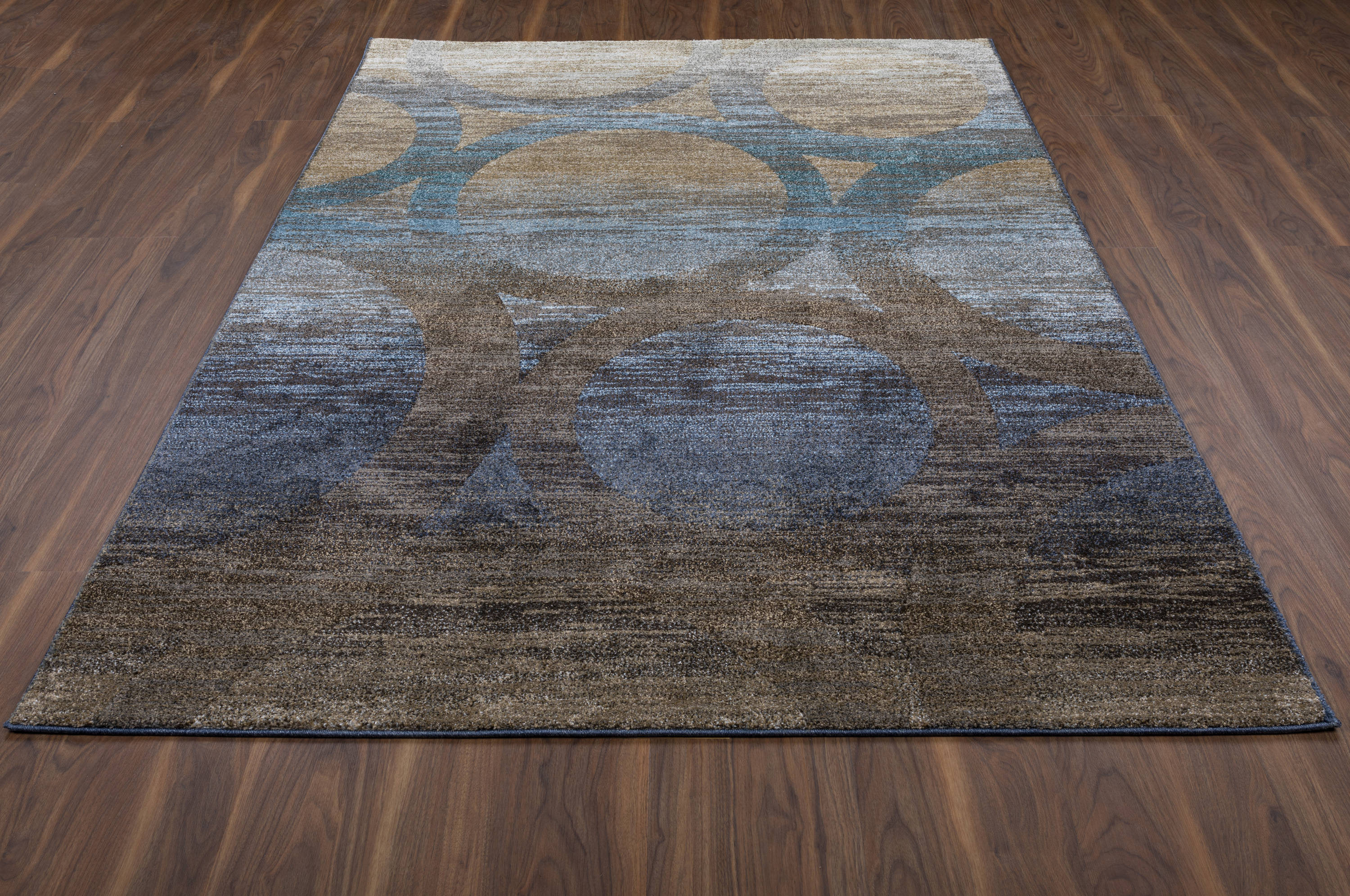 Wellington Blue and Beige Synthetic Rectangular Area Rug