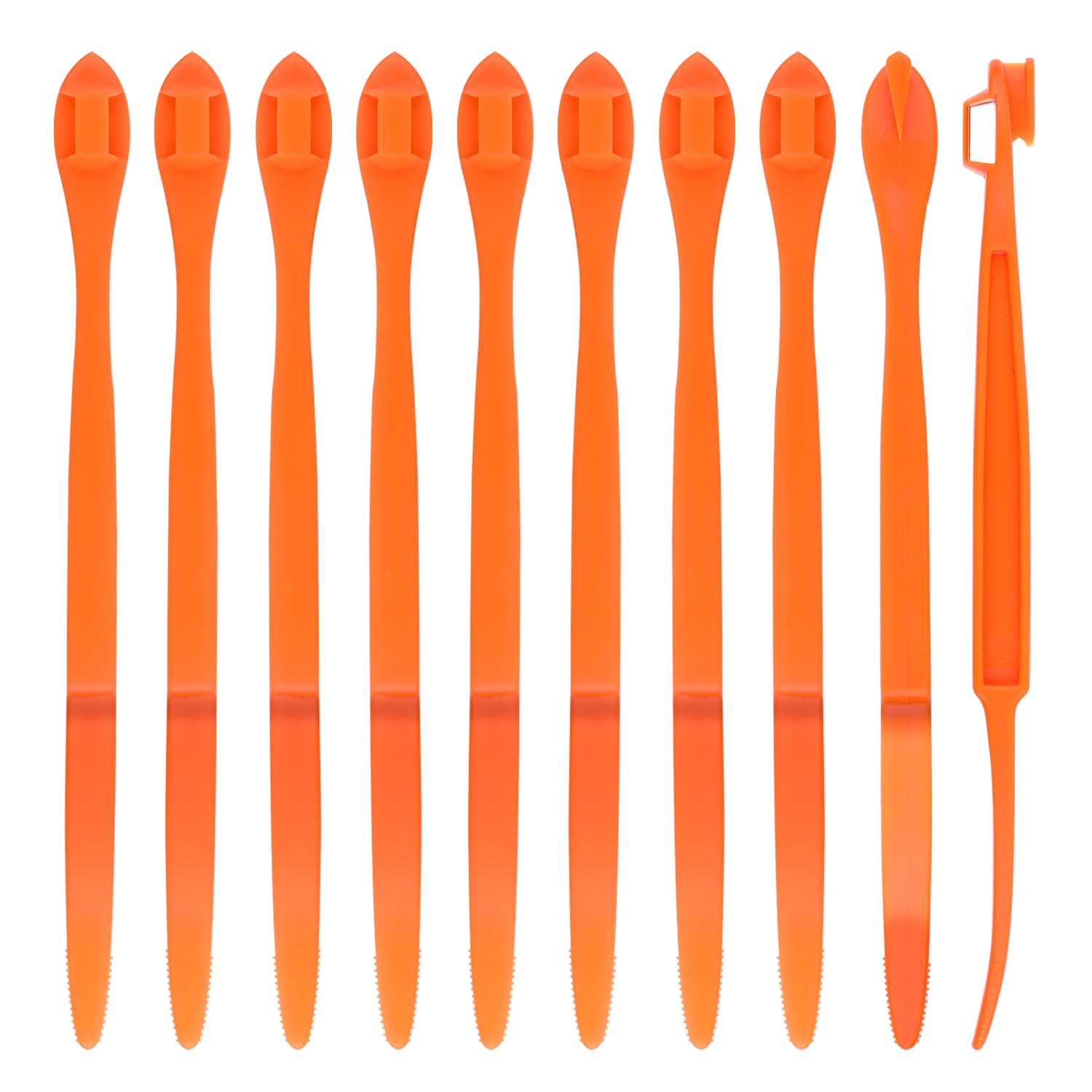 Aoibox  10 Piece Orange Plastic Long Handle Serrated Citrus Peeler and Fruit Slicer Gadget Set Unthemed