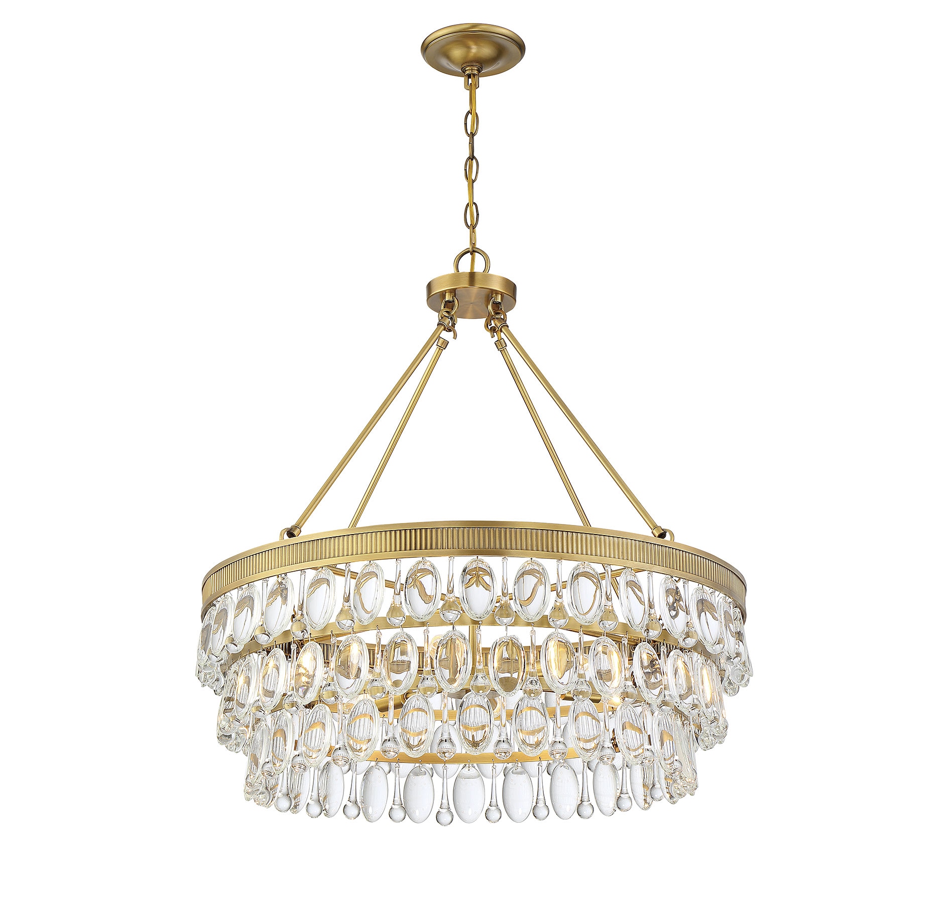 Windham 28" Warm Brass and Crystal 6-Light Pendant