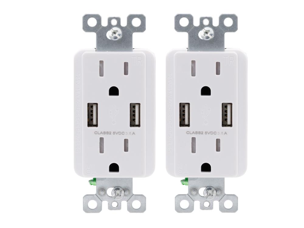 Utilitech 15-Amp 125-Volt Tamper Resistant Residential Decorator Outlet,  White (3-Pack)