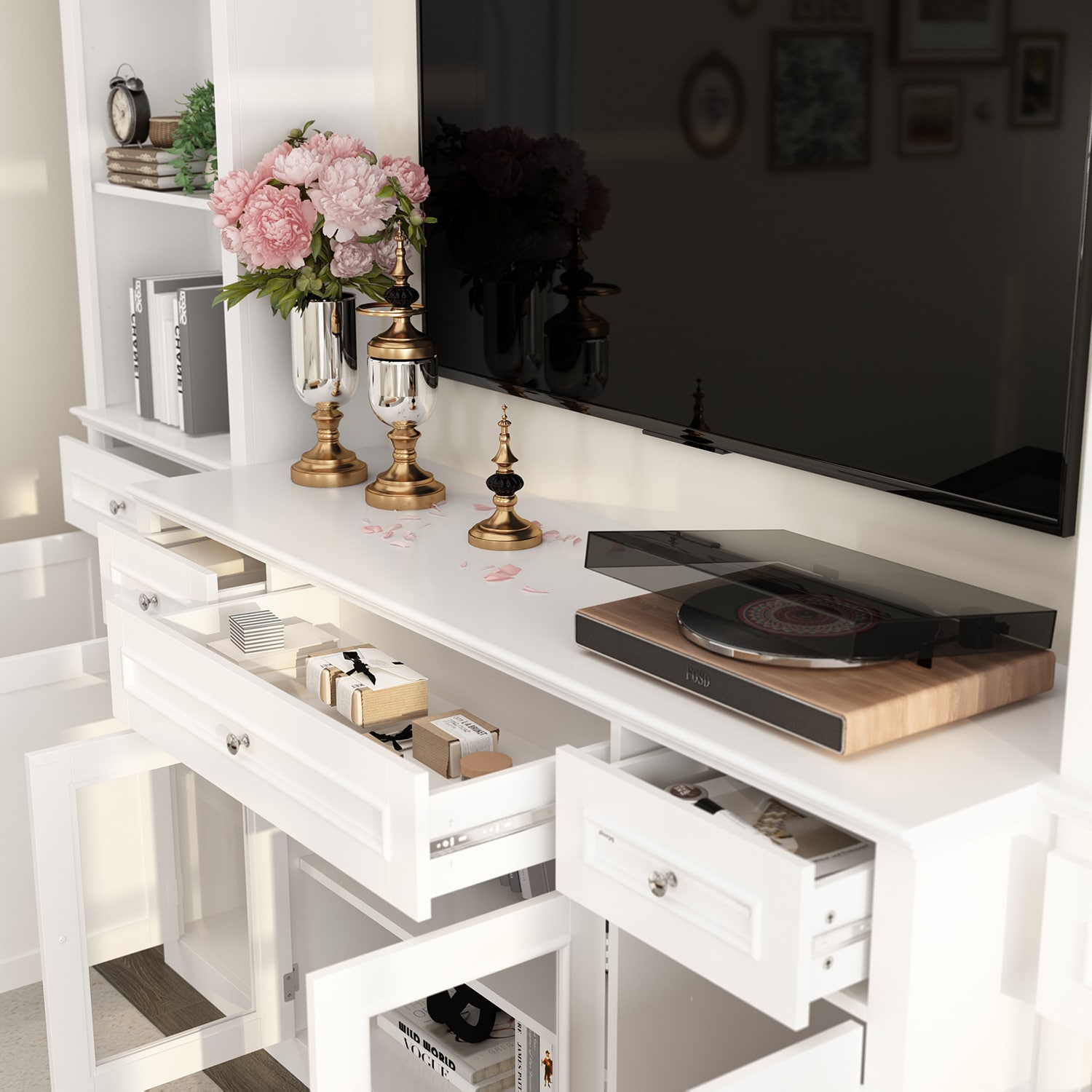 FUFU&GAGA Modern/Contemporary White Tv Cabinet (Accommodates TVs up to  65-in) in the TV Stands department at