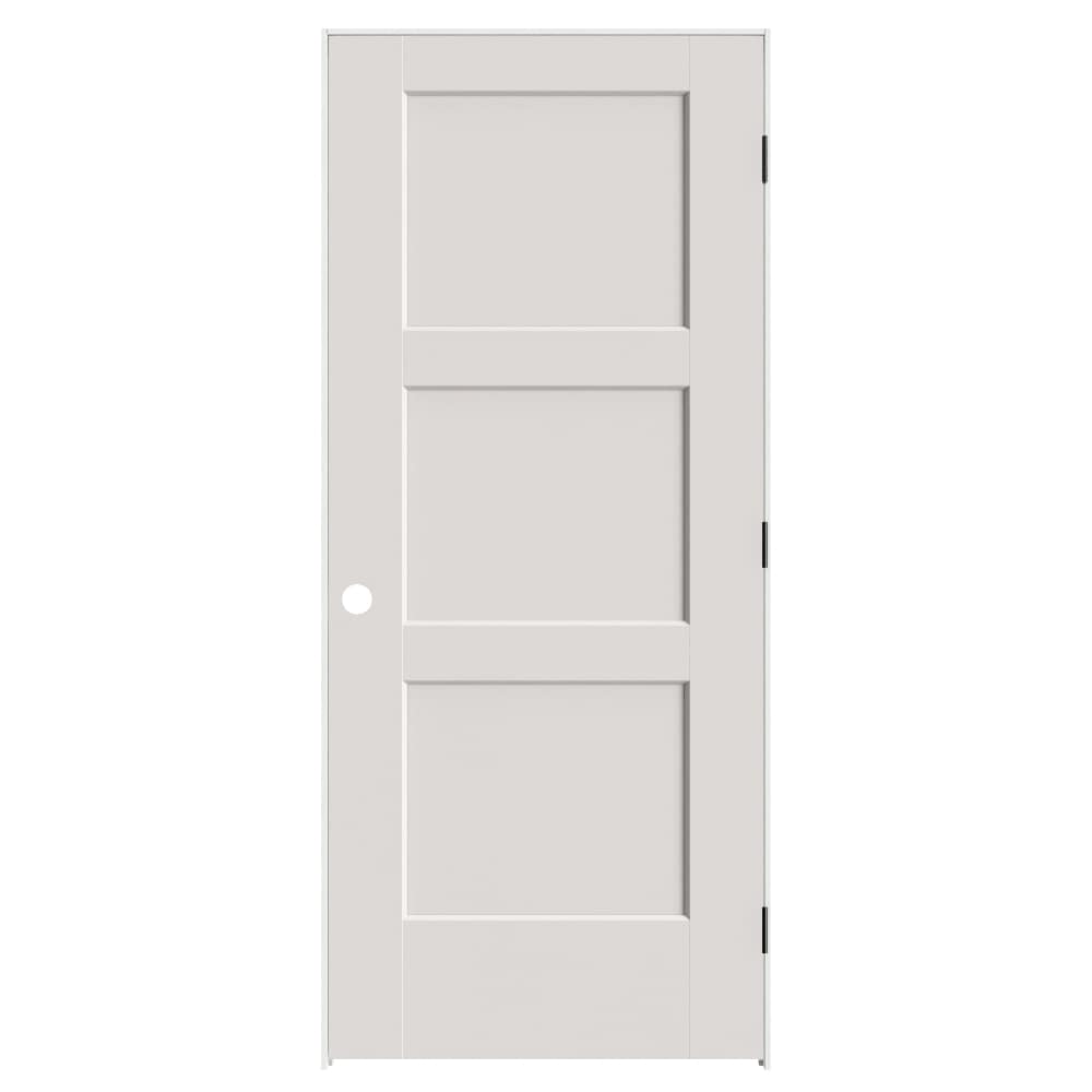 Masonite 34-in x 80-in Primed Solid Core 3-panel Left Hand Molded Composite Single Prehung Interior Door