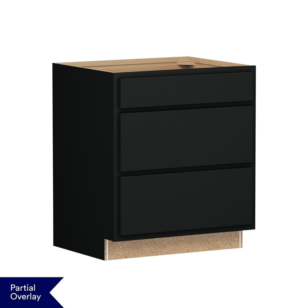 Shenandoah Breckenridge POL 33-in W x 34.5-in H x 24-in D Black Painted Drawer Base Fully Assembled Cabinet Recessed Panel Shaker