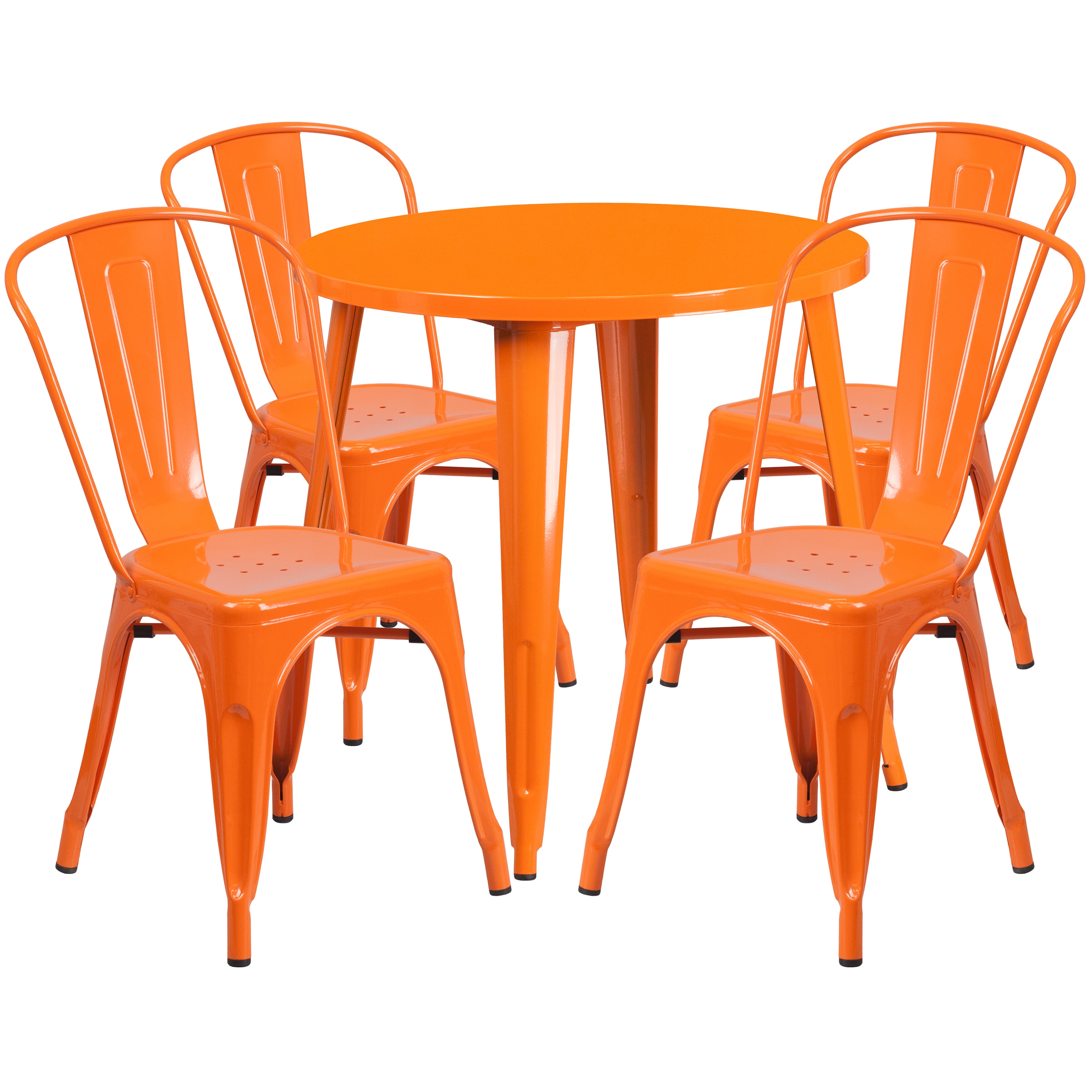 Flash Furniture 889142082019 Orange Contemporary/Modern Dining Room Set with Round Table (Seats 4)