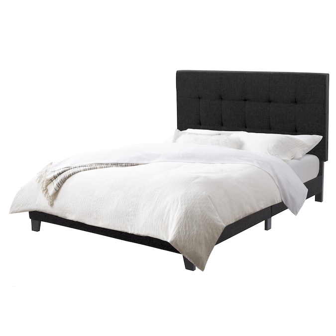 Corliving Ellery Black Full Tufted Bed, Black Tufted Bed Frame Full