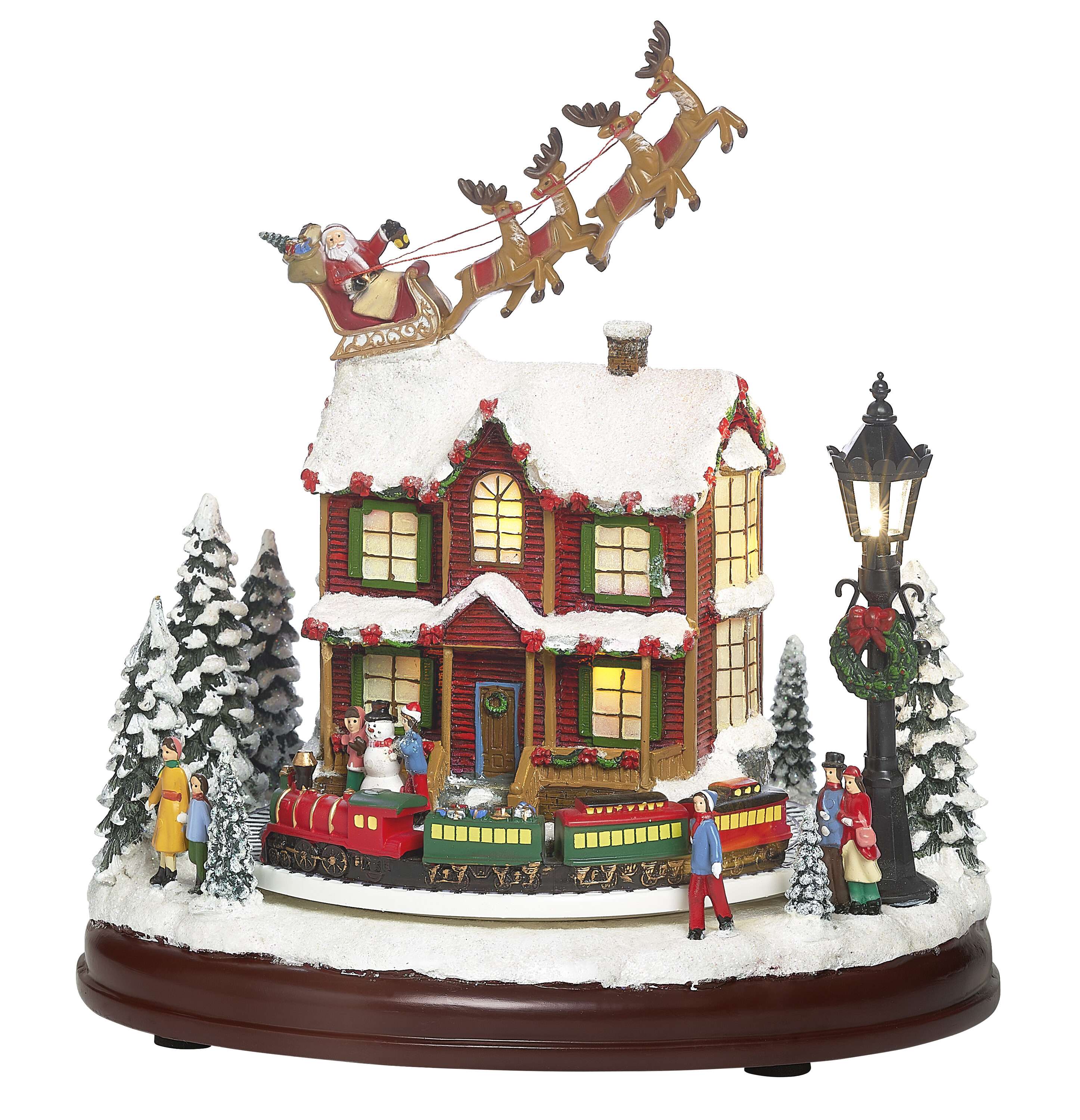 9.25" LED Lighted Musical Santa Over House Christmas Village Decor
