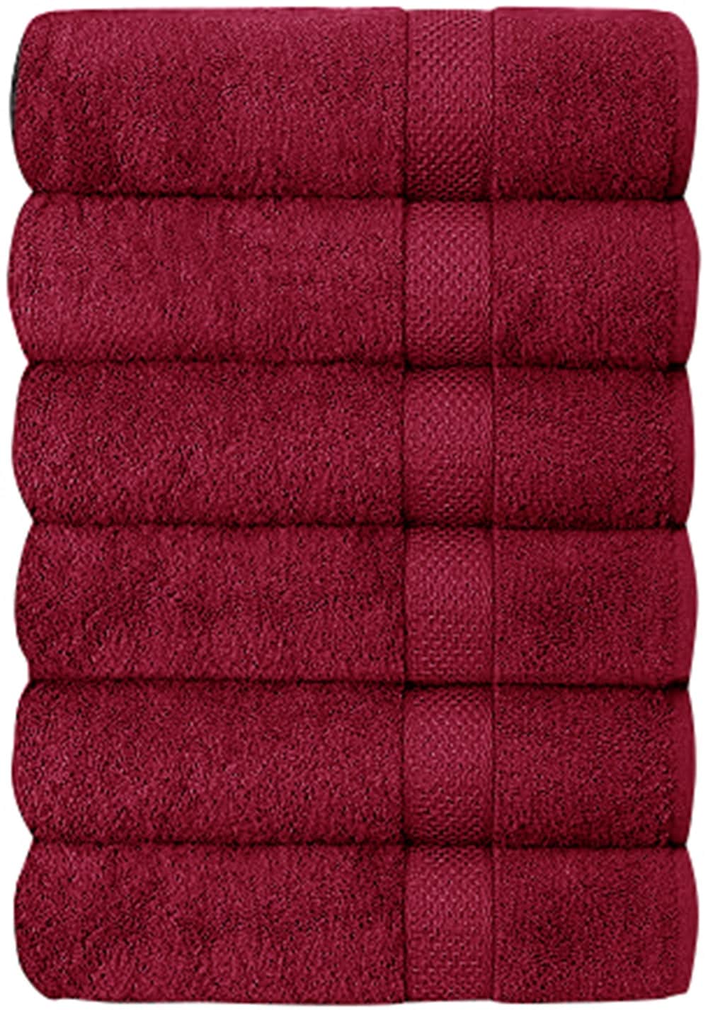 J&V TEXTILES 6PK TWL RED Set of 6 Hotel and Spa Cotton Bath Towels
