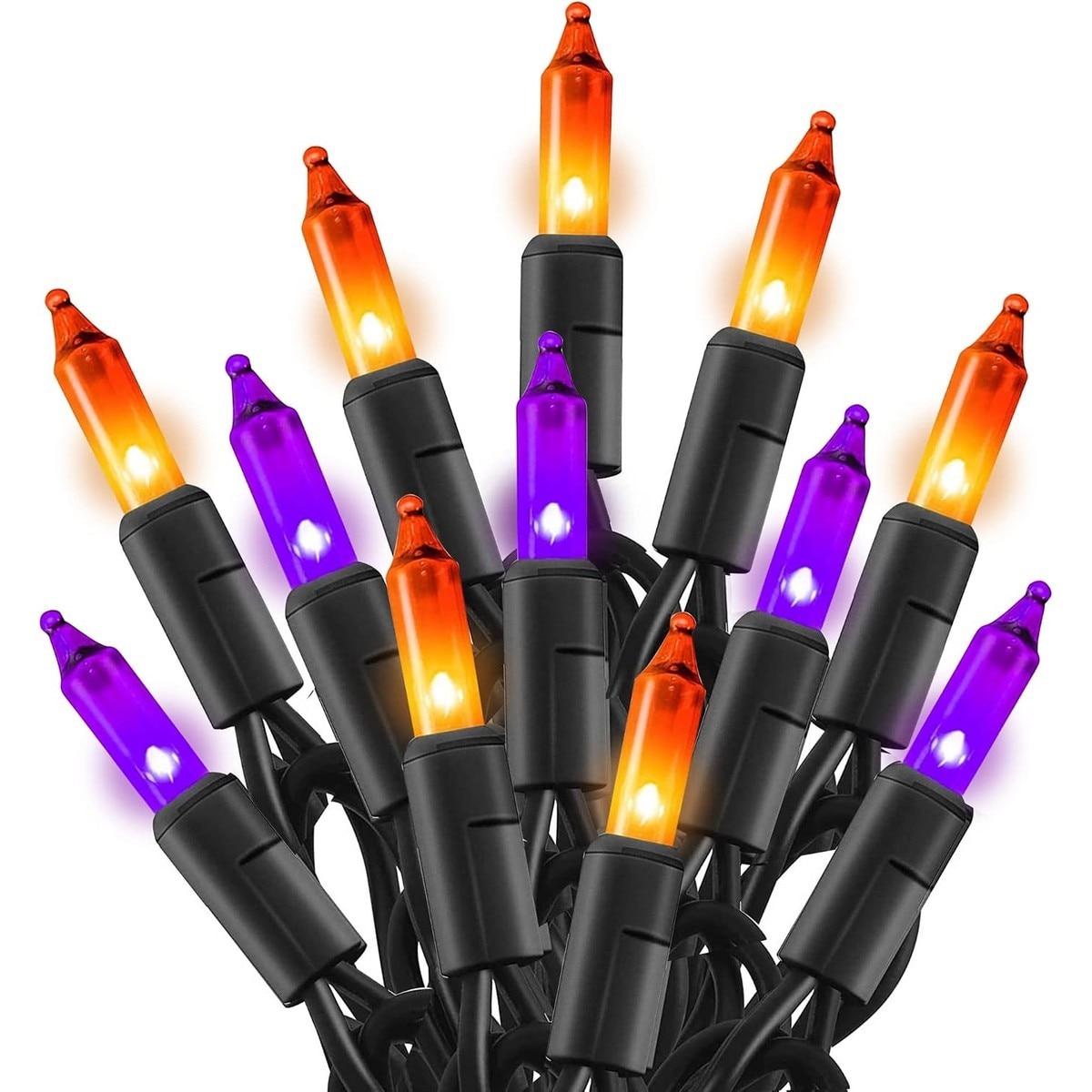 LIUSXAQI  20FT 100 Count Purple and Orange Halloween String Lights Incandescent Mini Lights for Outdoor Indoor Patio Home Party Garden Yard Decor