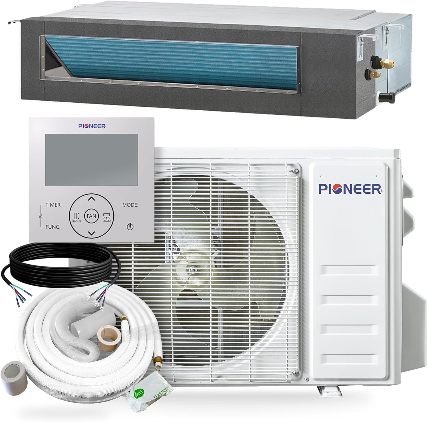 Pioneer Quantum Ultra Ceiling Concealed 1 zone 11000-BTU Ductless Mini Split Air Conditioner Heat Pump Included with 230-Volt