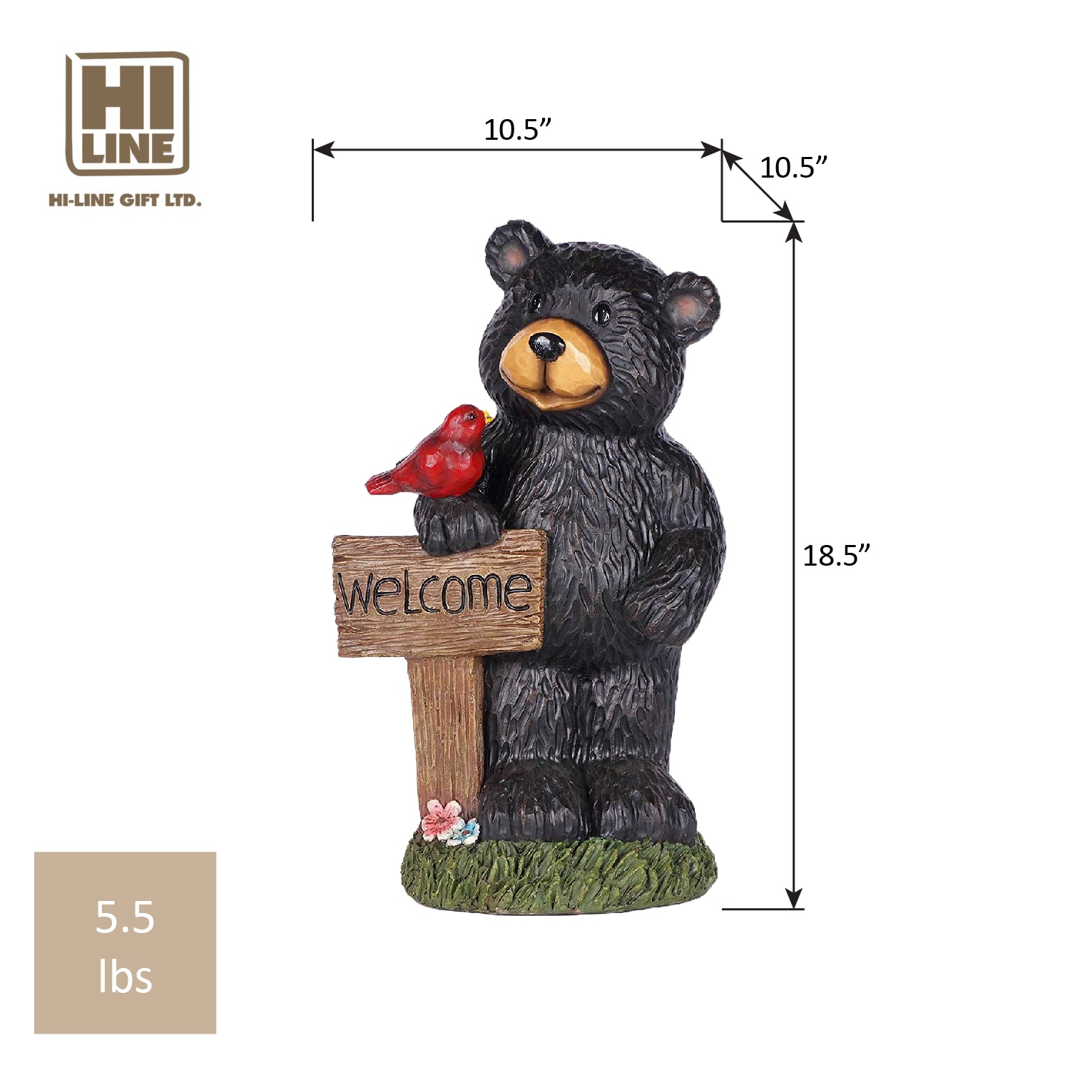 Hi-Line Gift Ltd. Bear Holding Welcome Sign Garden Statue & Reviews