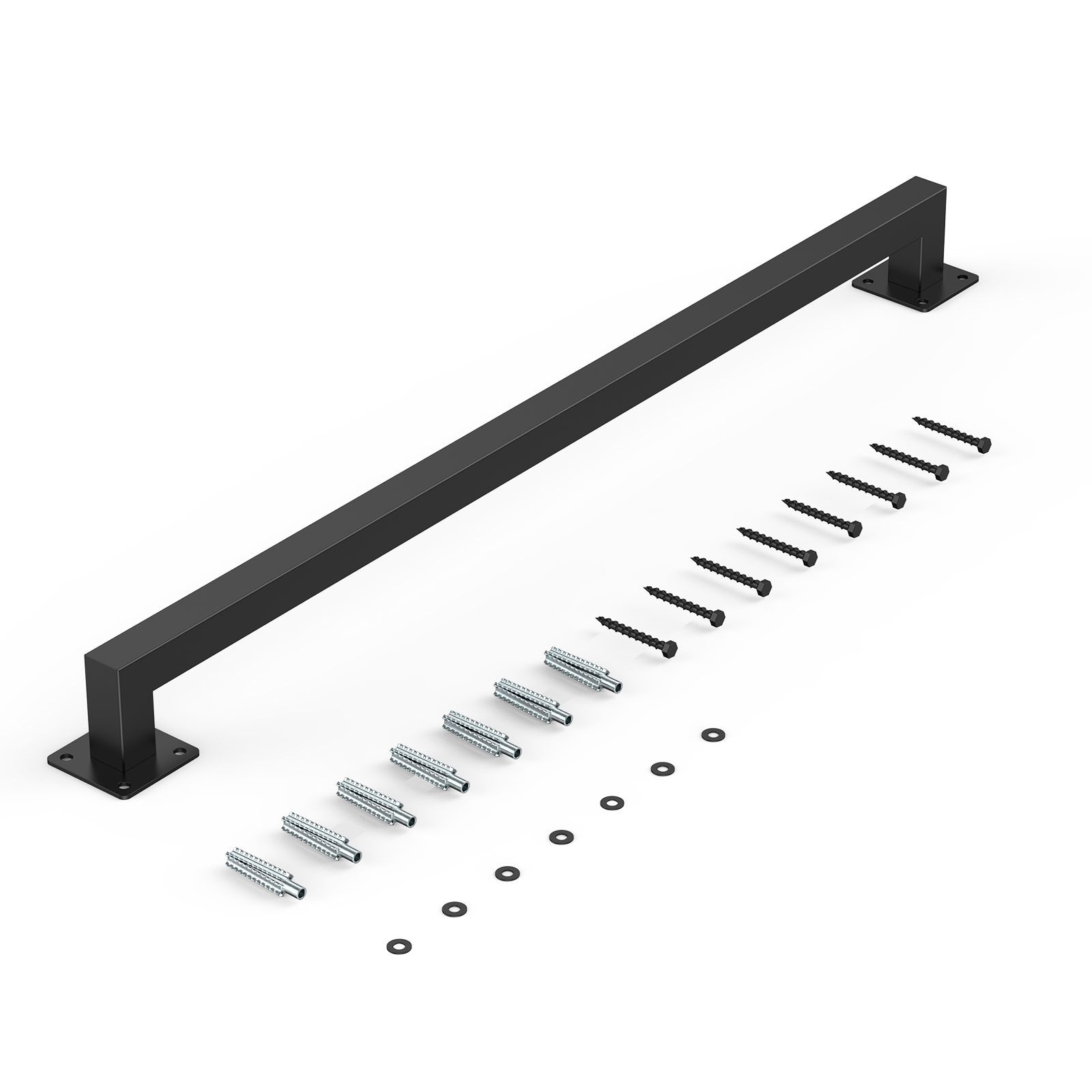 Angel Sar 36in 2-Section Black Wall Mounted Stair Handrail Industrial Railing Hand Rail for Steps