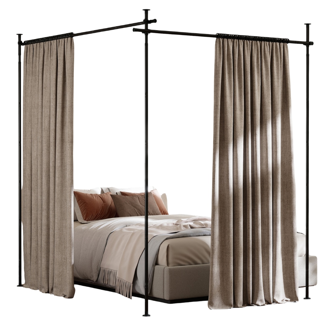 Slickblue White/Black Metal Room Divider Curtain Rod with Adjustable Floor to Ceiling for Apartments Bedrooms Studios