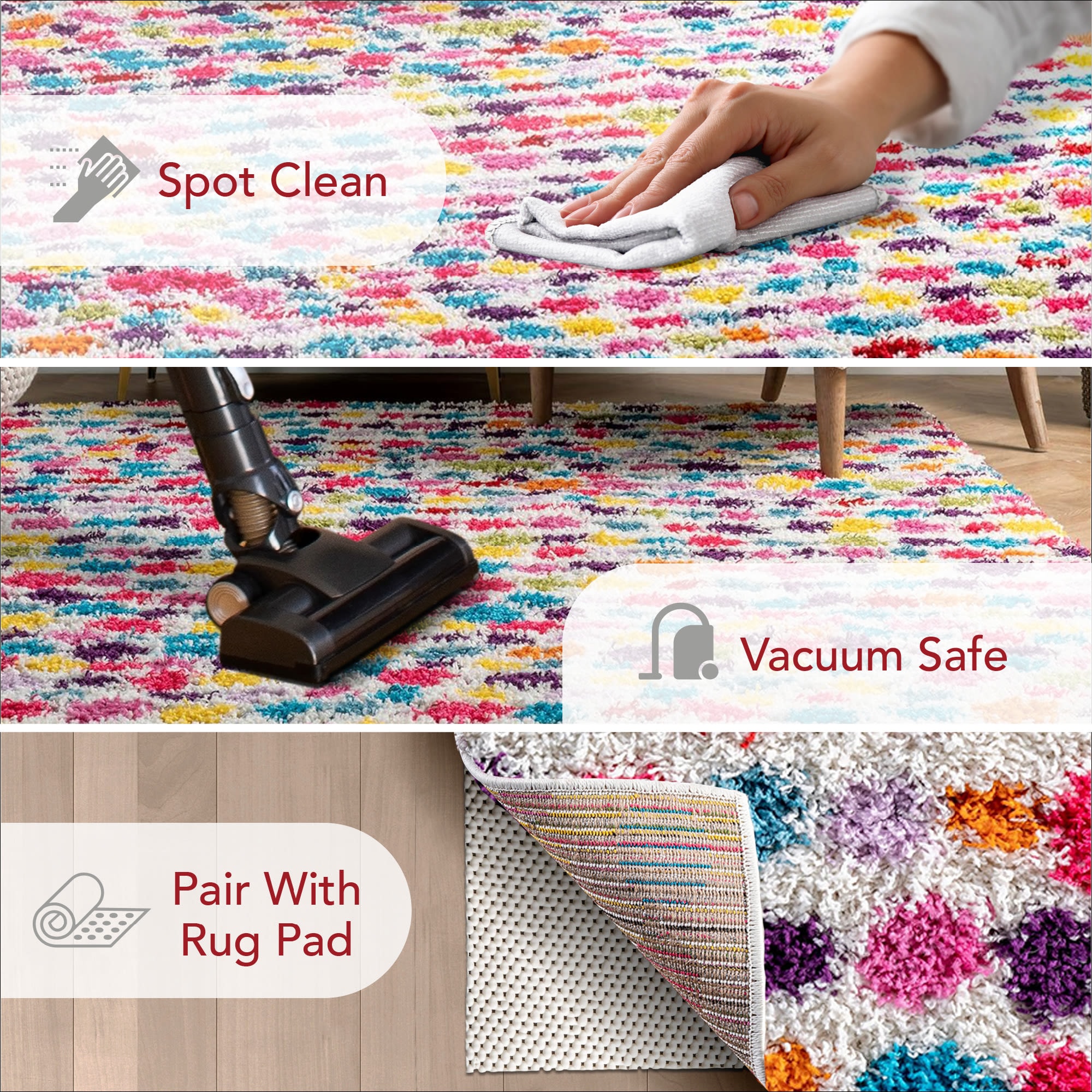 Radiance Handmade Multicolor Stripe Shag Rug 5' x 8'