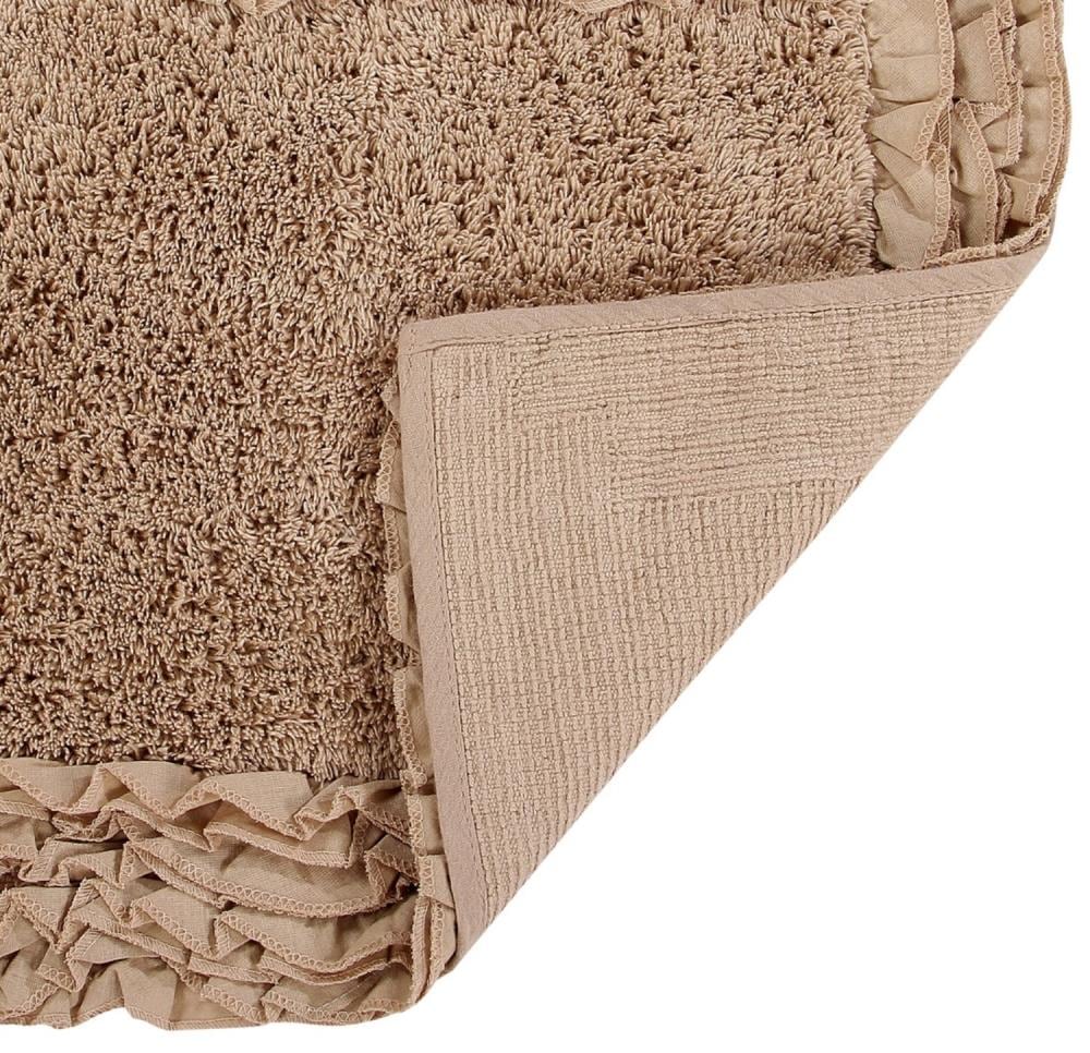 Bamboo Spa Bath Mat Rug with Fabric Trim 17 x 24