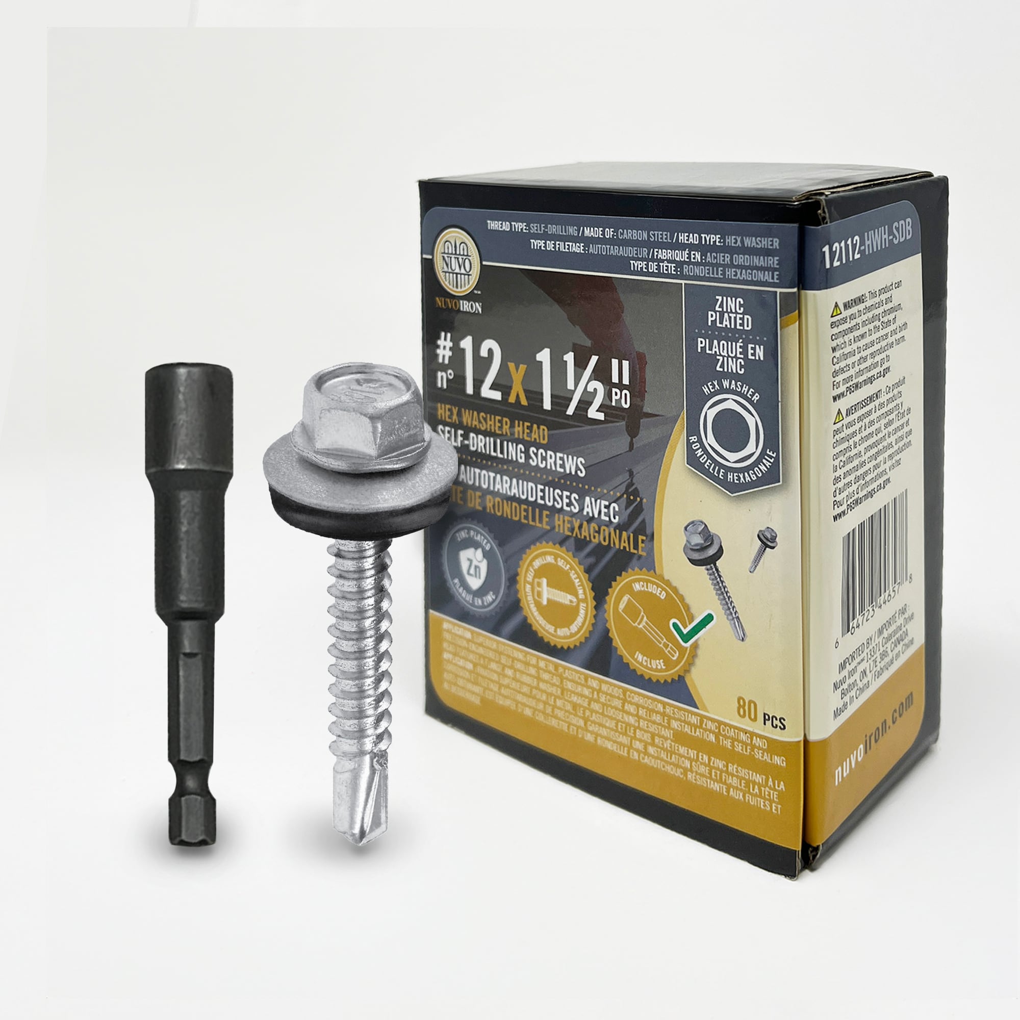 Nuvo Iron 12112-HWH-SDB #12 x 1-1/4-in Zinc-Plated Exterior Assorted Wood Screws (90-Per Box)