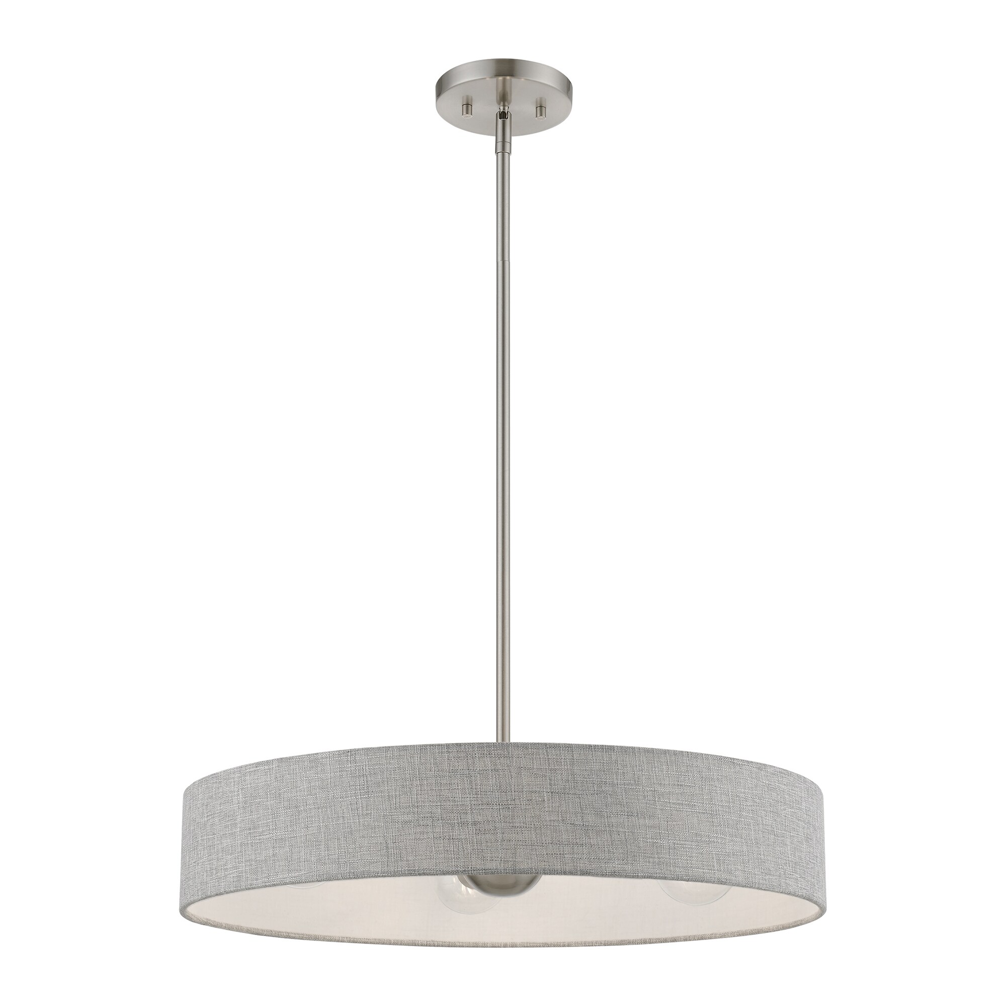 Elmhurst Brushed Nickel 4-Light Indoor Drum Pendant with Shiny White Accents