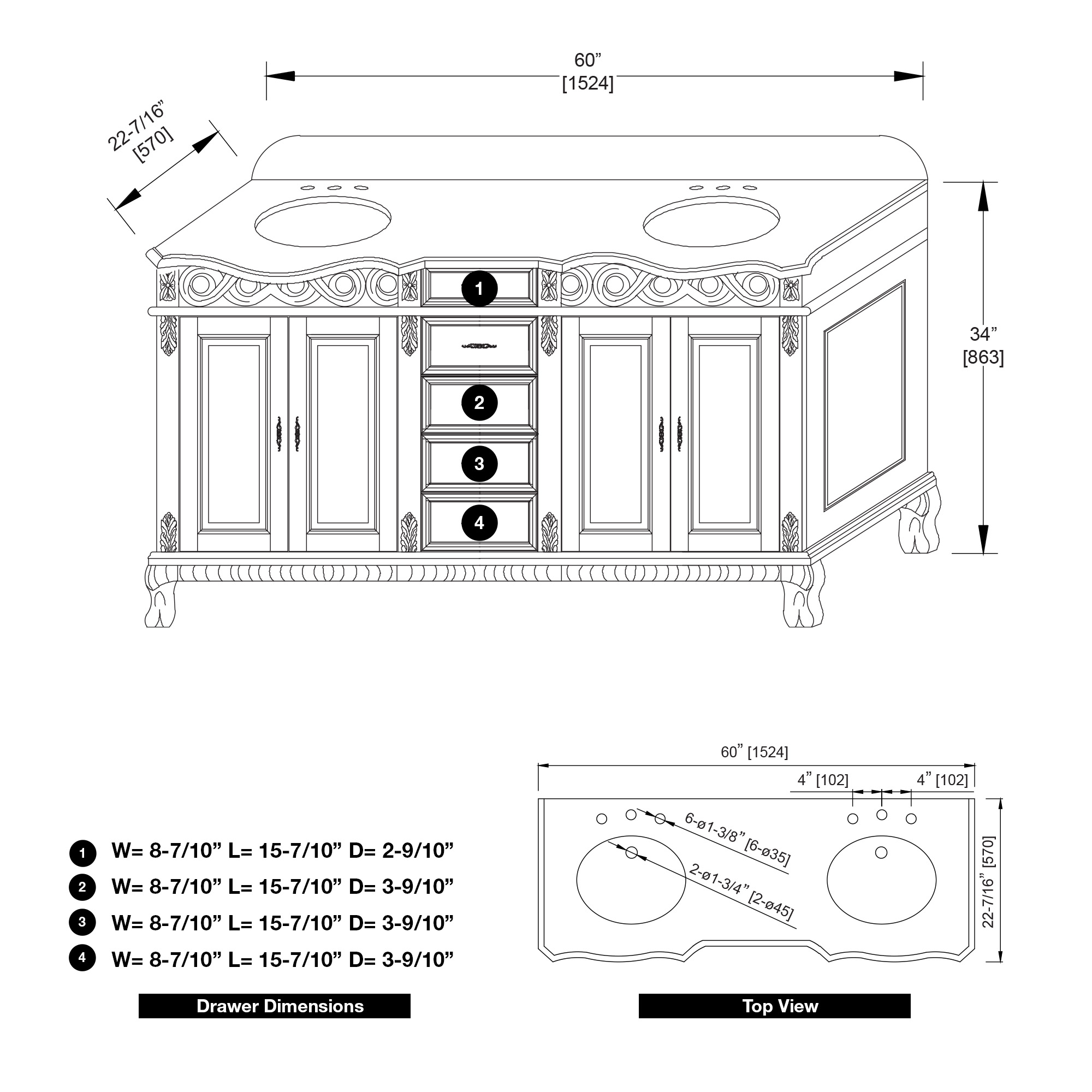 OVE Decors TRENT-60 Bath-Vanity-Combo - View #3