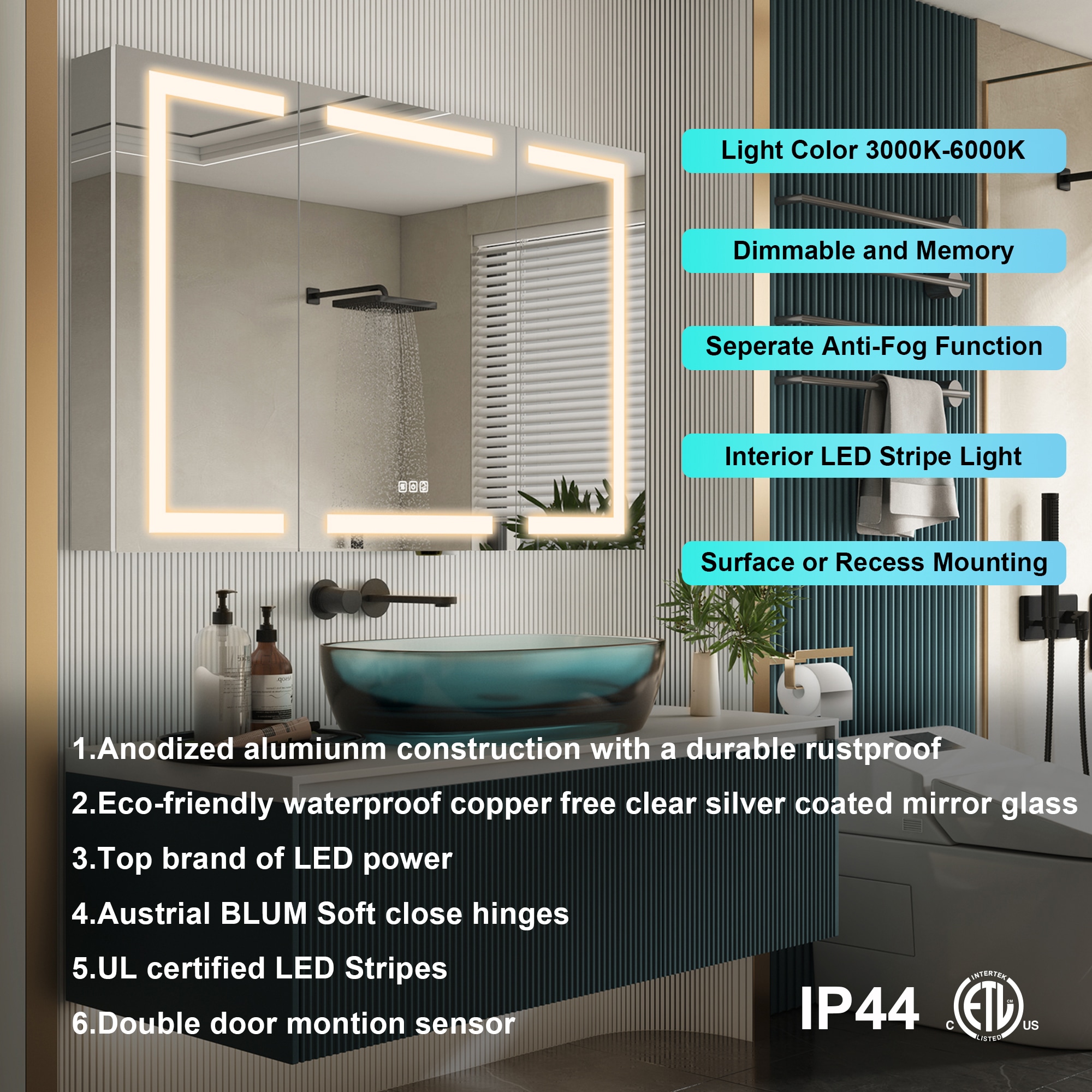 Forclover JSEX36GNL7 Bathroom-Medicine-Cabinets - View #4