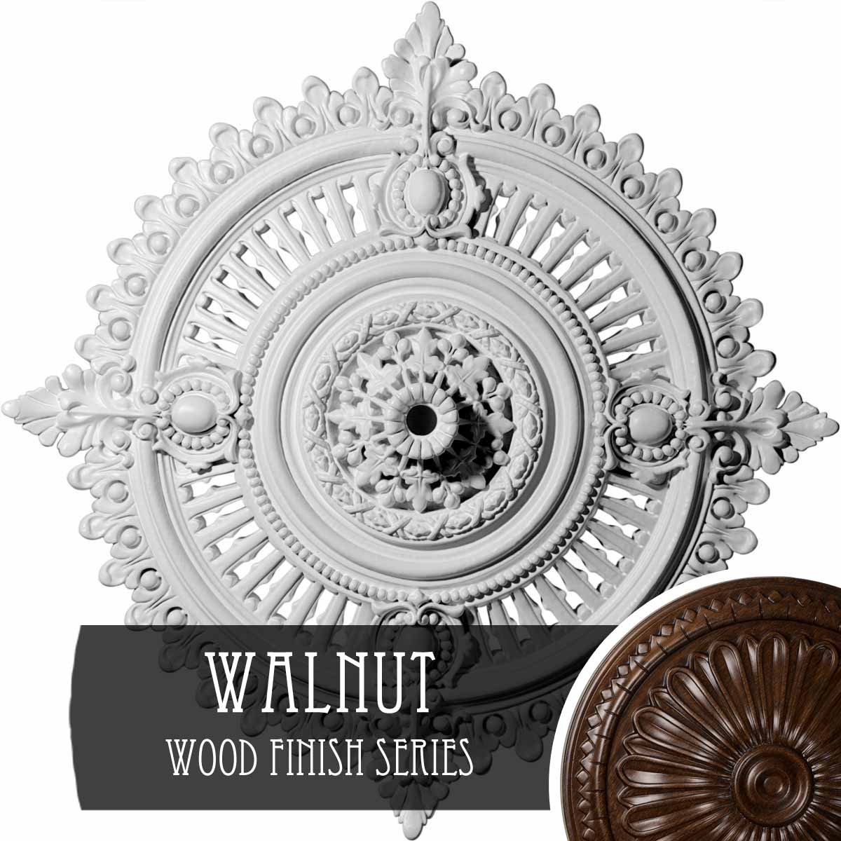 Ekena Millwork CM29HYWAS Haylynn 29.125-in W x 29.125-in L Walnut Polyurethane Ceiling Medallion