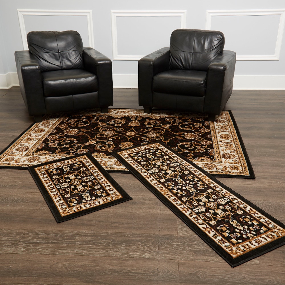 Home Dynamix 3S-HD812-657 Ariana Badah Multiple sizes (ft) Loomed Polypropylene Black Rectangular Indoor Border Global Rug set