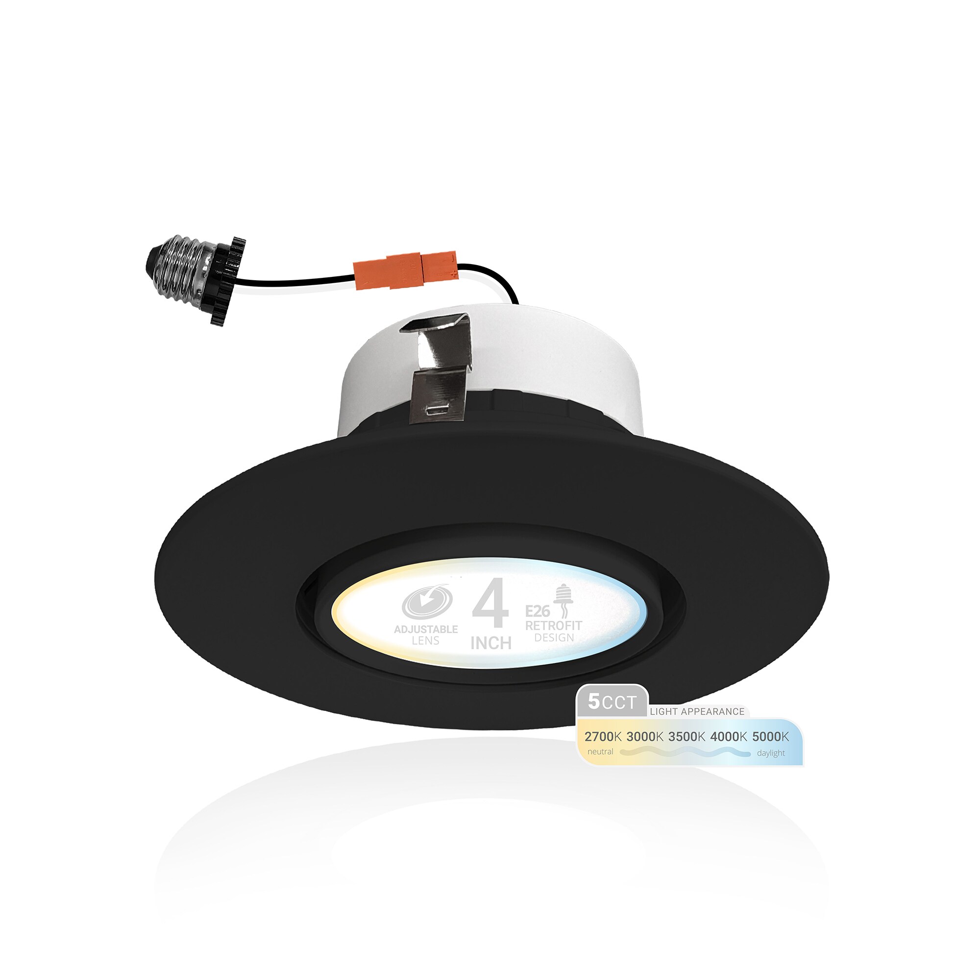 Black 4-Inch Adjustable LED Recessed Lighting Kit, 6-Pack