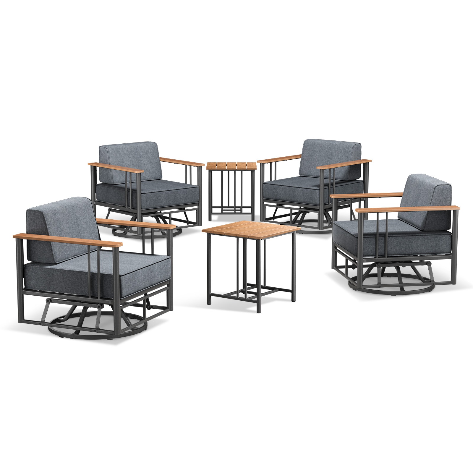Rilyson FSACWH2060X2-3 Stainless Steel Frame Swivel Glider Conversation Chair with Cushioned Seat