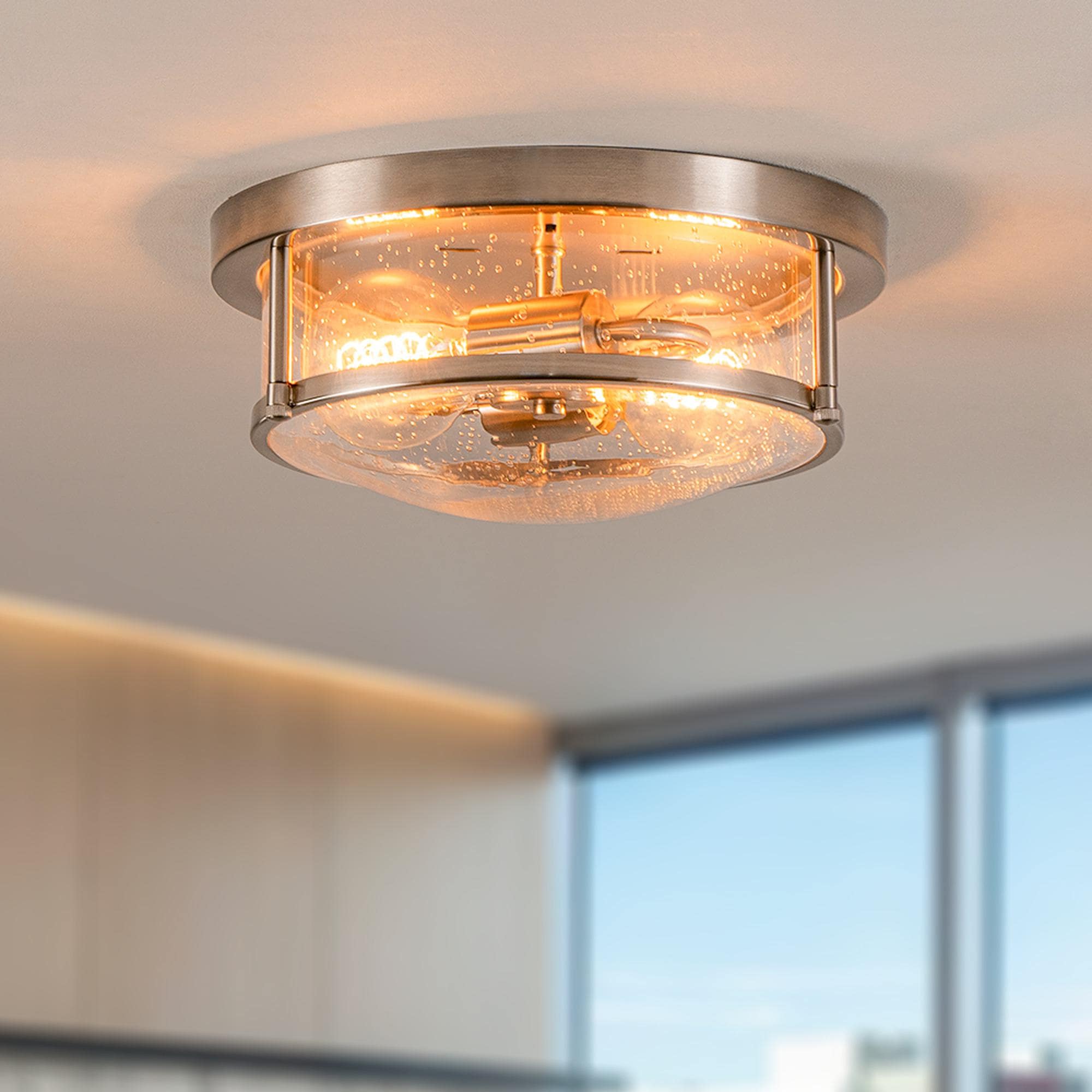 HUOKU PD1062471 Lumin 2 -Light 11.8-in Nickel Flush Mount Light