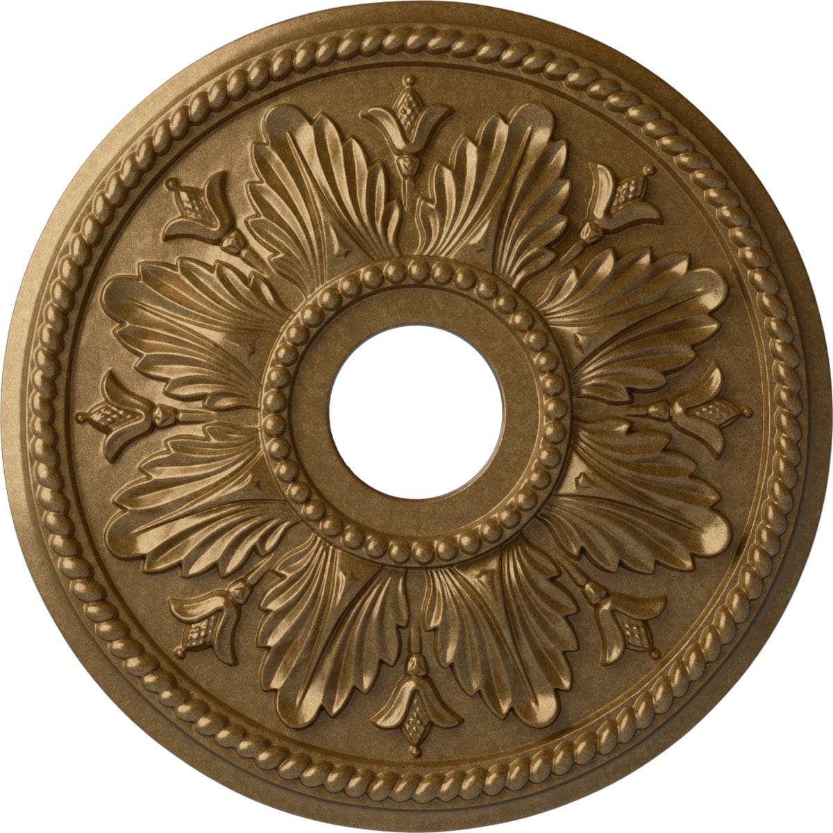 Ekena Millwork CM18ED1PAS Edinburgh 18.125-in W x 18.125-in L Painted Pale Gold Polyurethane Whole Ceiling Medallion