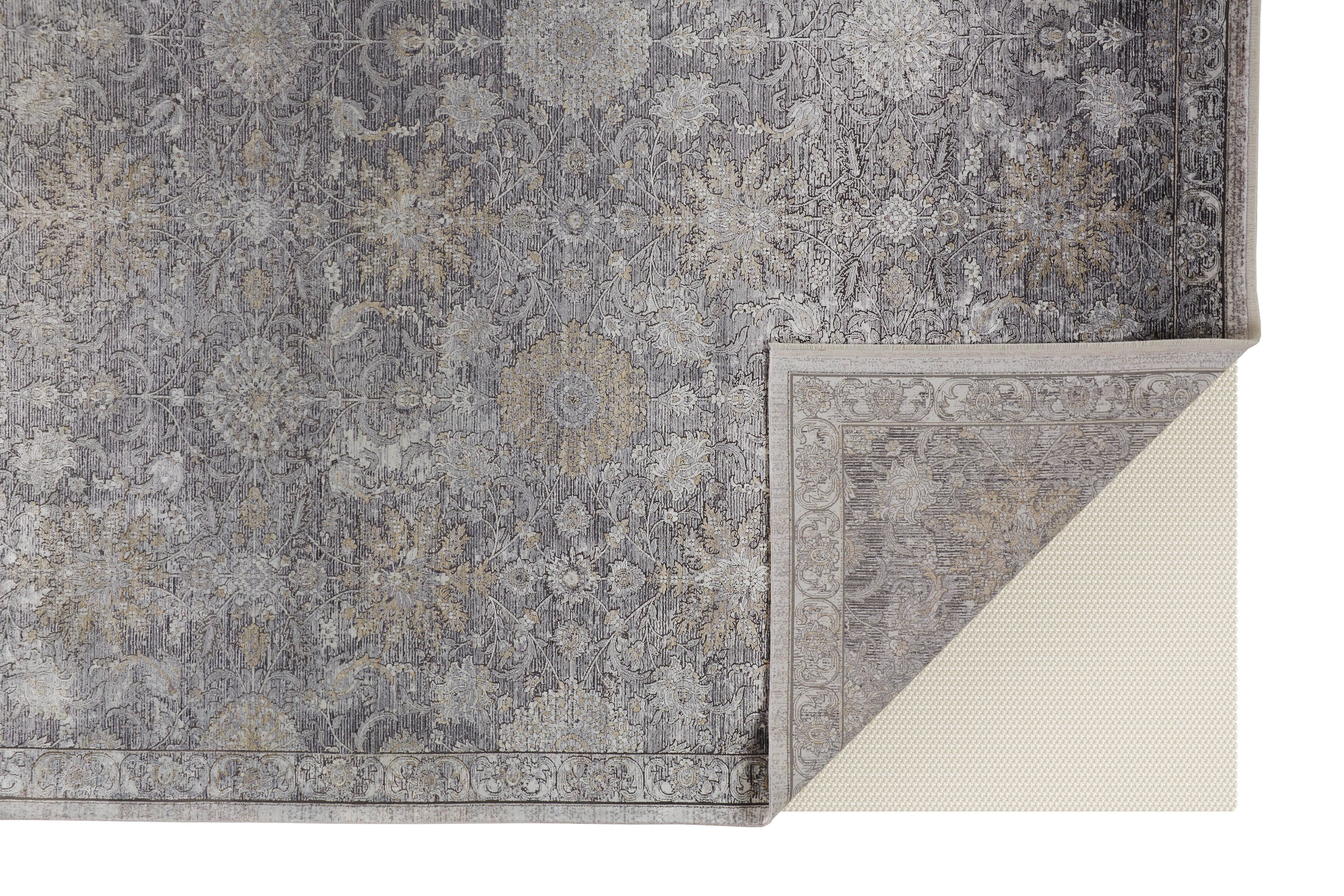 Ivory and Charcoal Rectangular Wool and Viscose Rug