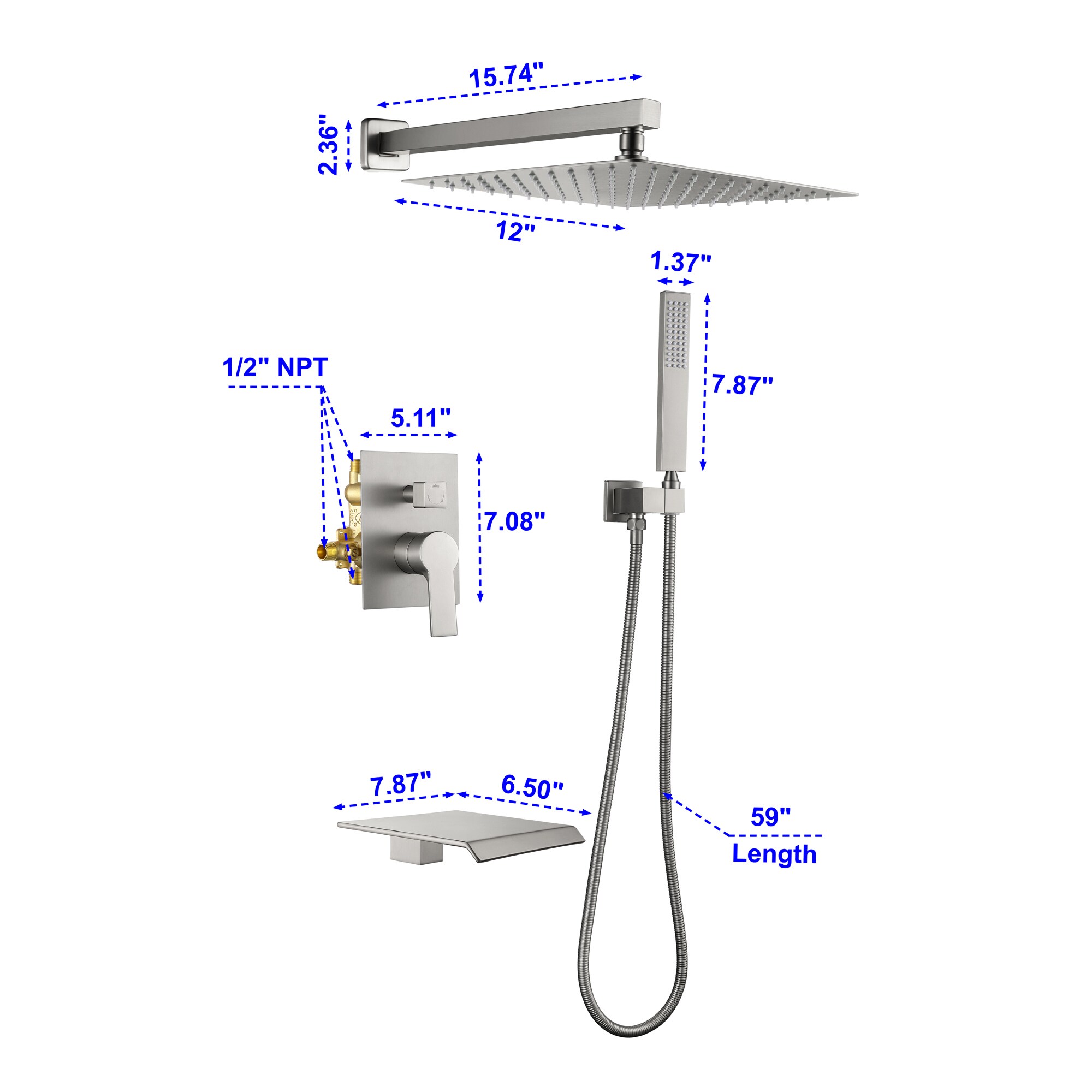 AAZJ NBC-CM64199ML Showerhead-Bar-Panels - View #8