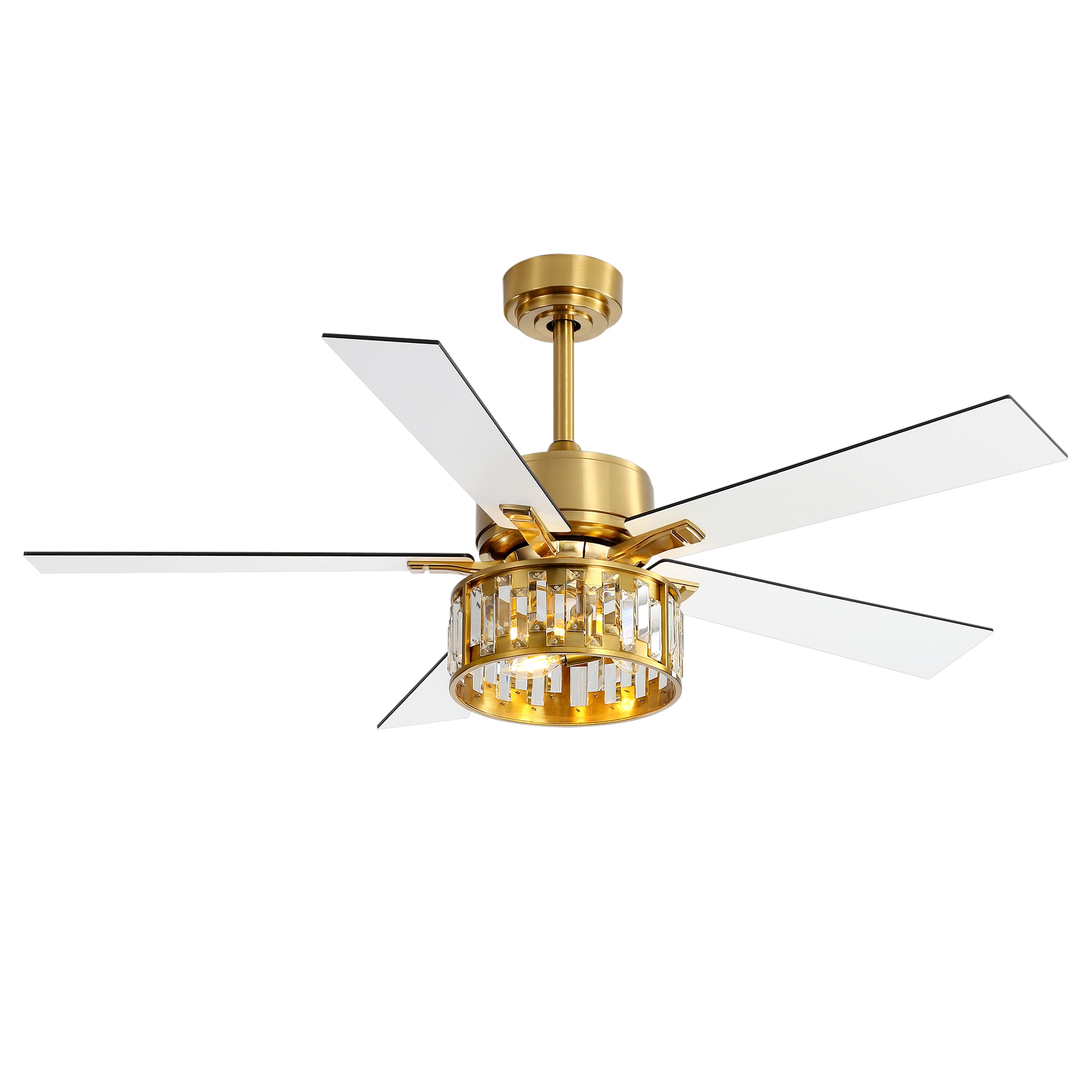 Breezary 23K03-GD 65-Inches Gold with ABS Blades Color-Changing Integrated LED Fixture Indoor/Outdoor Downrod mount Windmill Ceiling Fan With Light and Remote ( 6 -Blade)